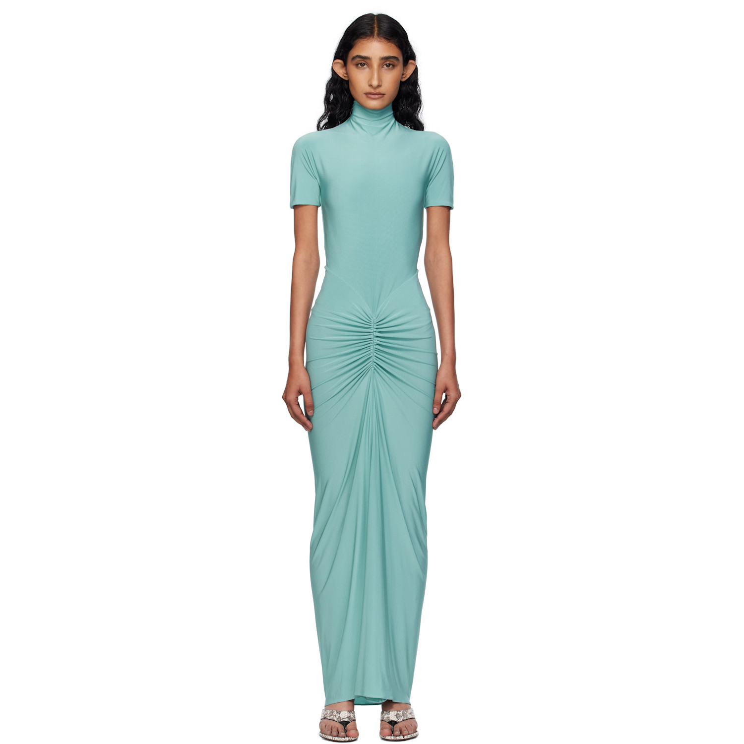 ALAÏA Blue Soft Jersey Maxi Dress