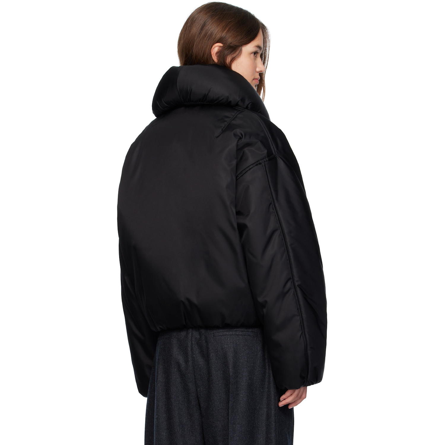  Alaïa Black Taffeta Padded Bomber Jacket 