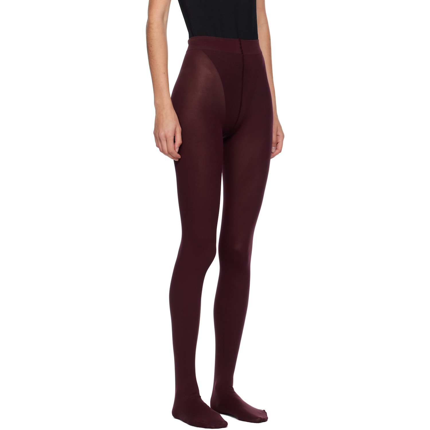  Alaïa Burgundy Integrated Feet Tights 