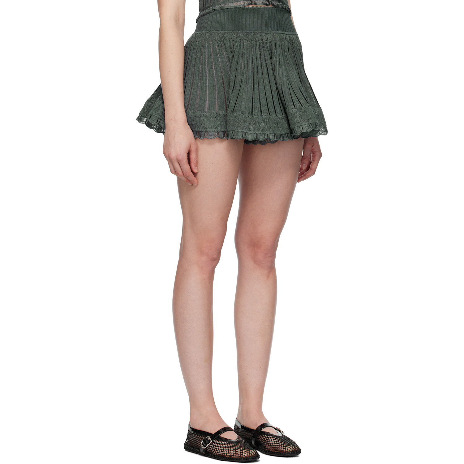  Alaïa Gray Crinoline Knit Shorts 