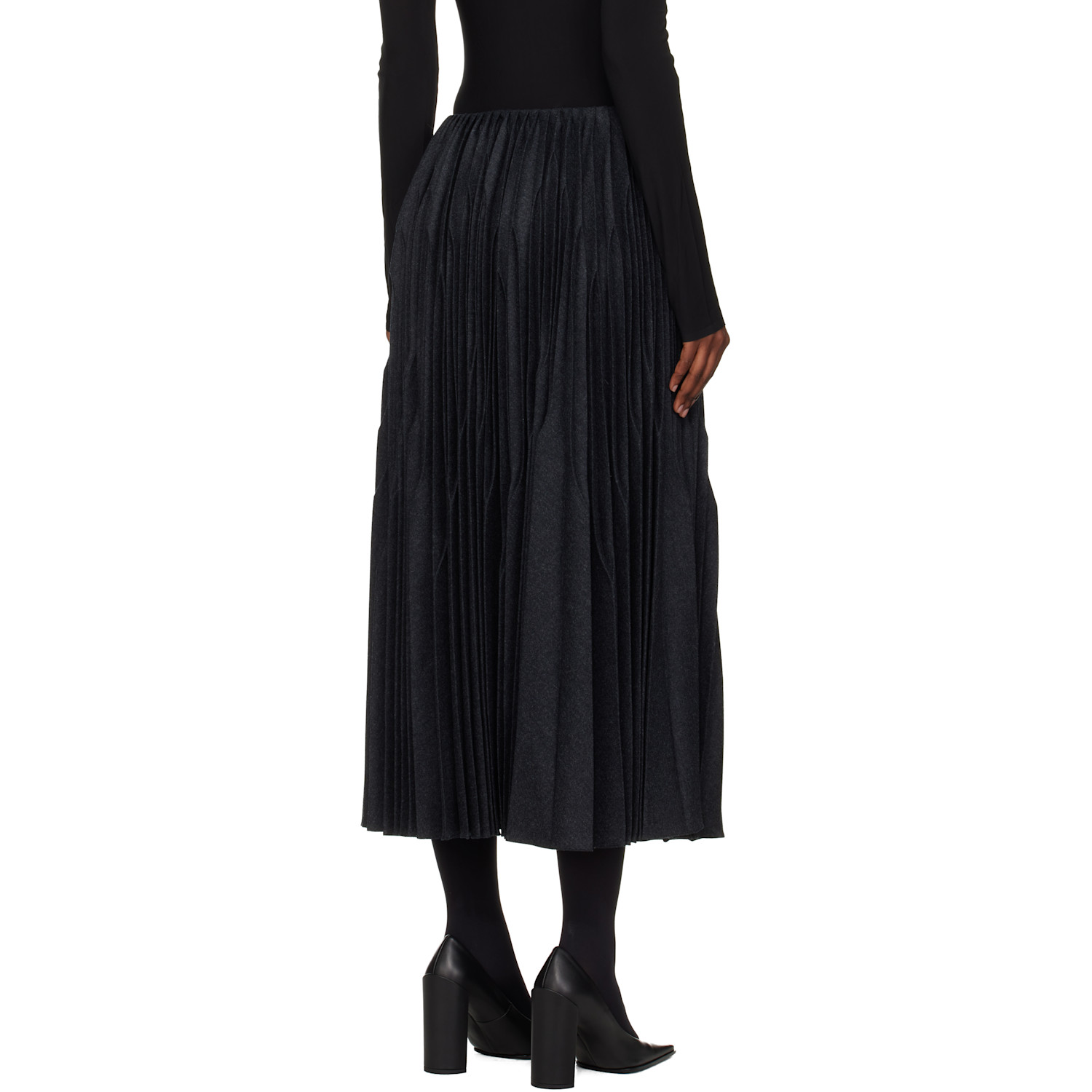  Alaïa Gray Flannel Pleated Midi Skirt 