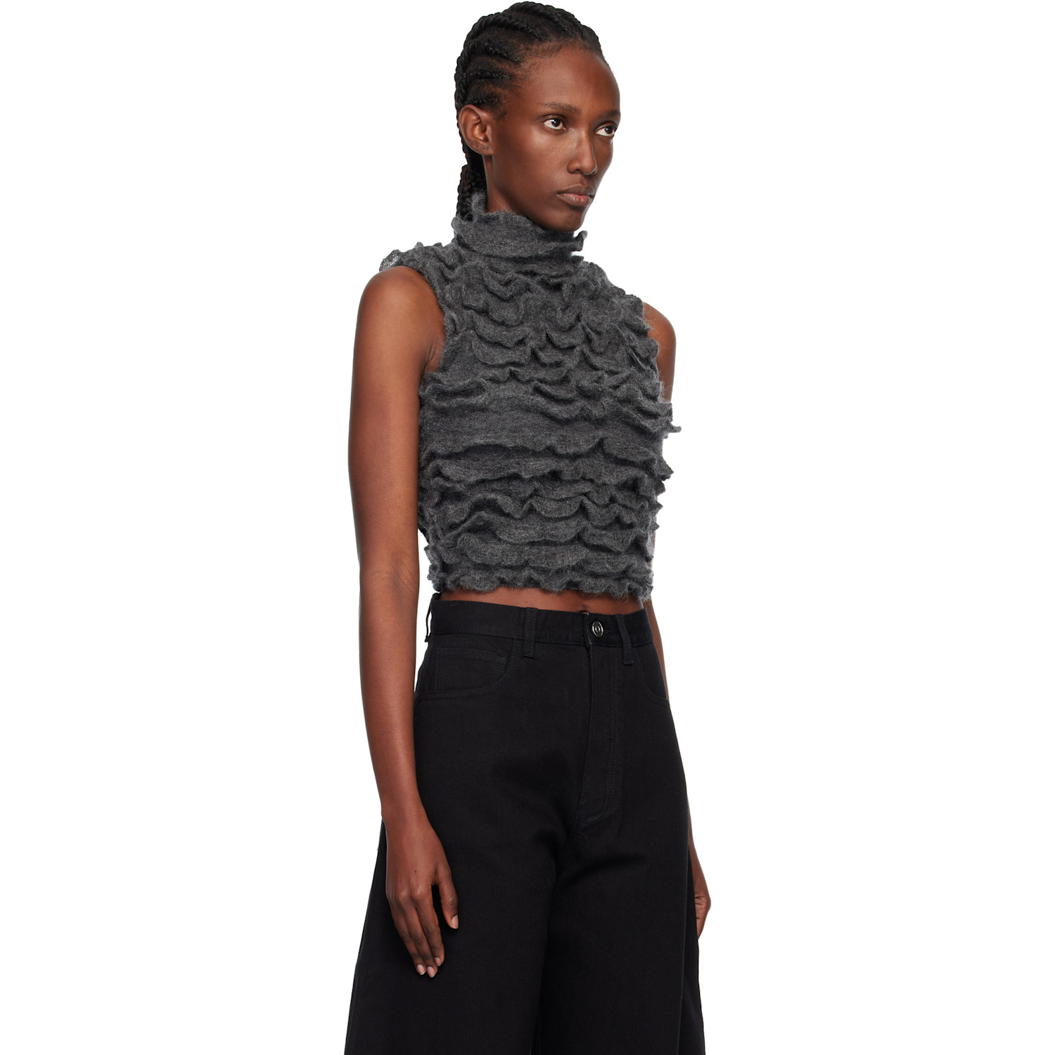  Alaïa Gray Ruffled Vest 