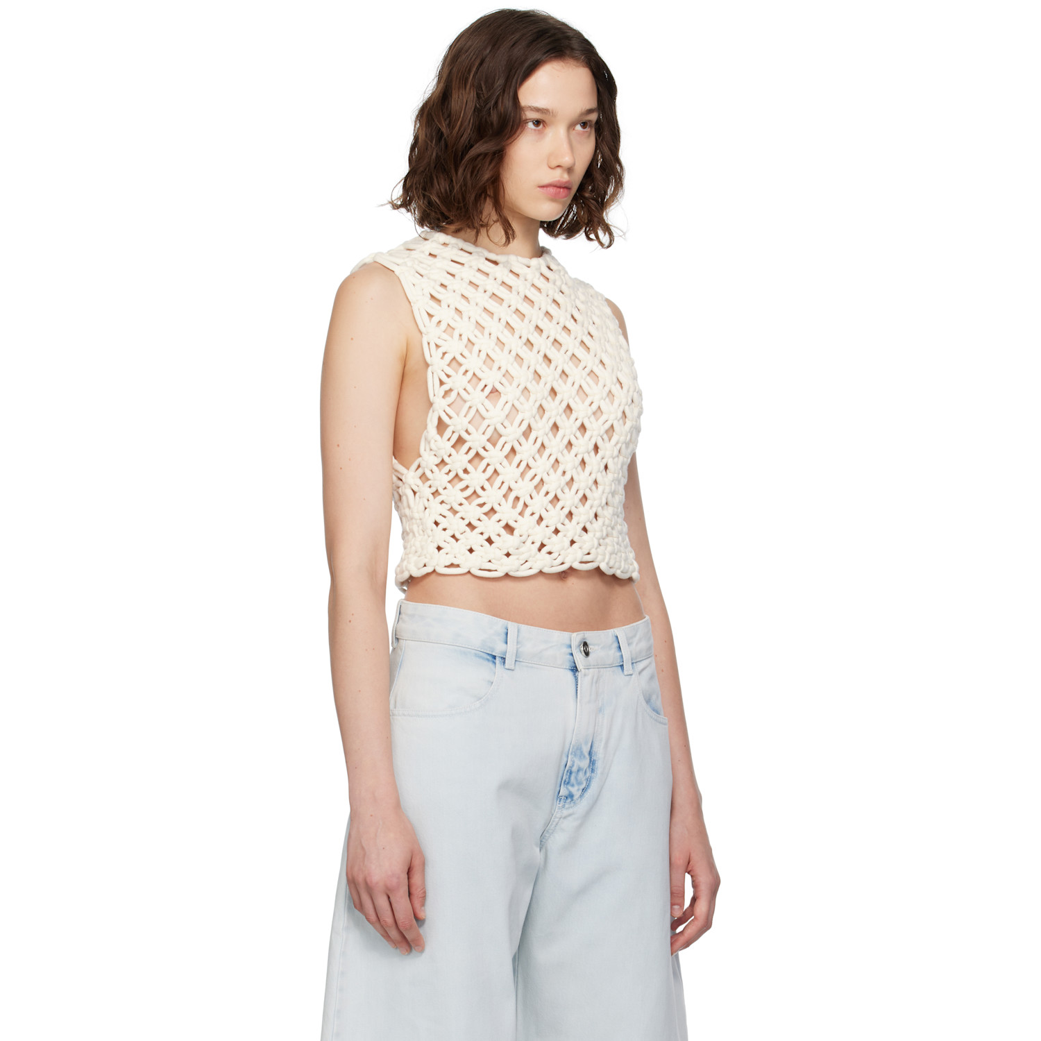  Alaïa Off-white Hand Knotted Tank Top 