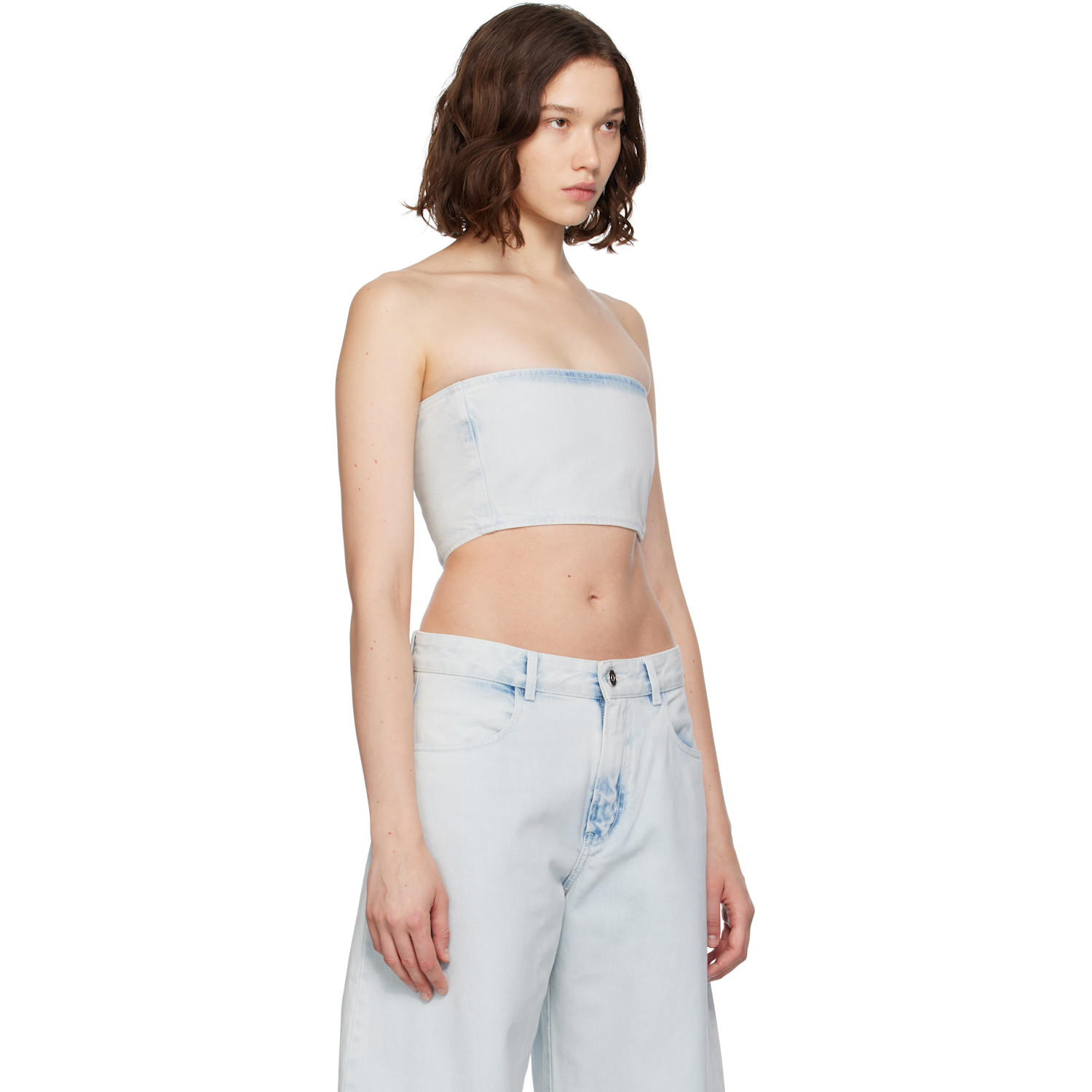  Alaïa Blue Bustier Denim Top 