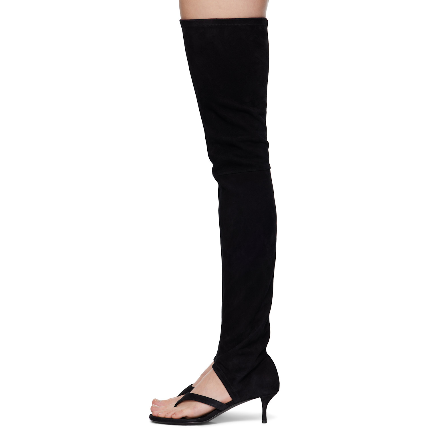  Alaïa Black Stretch Suede 55 Tall Boots 