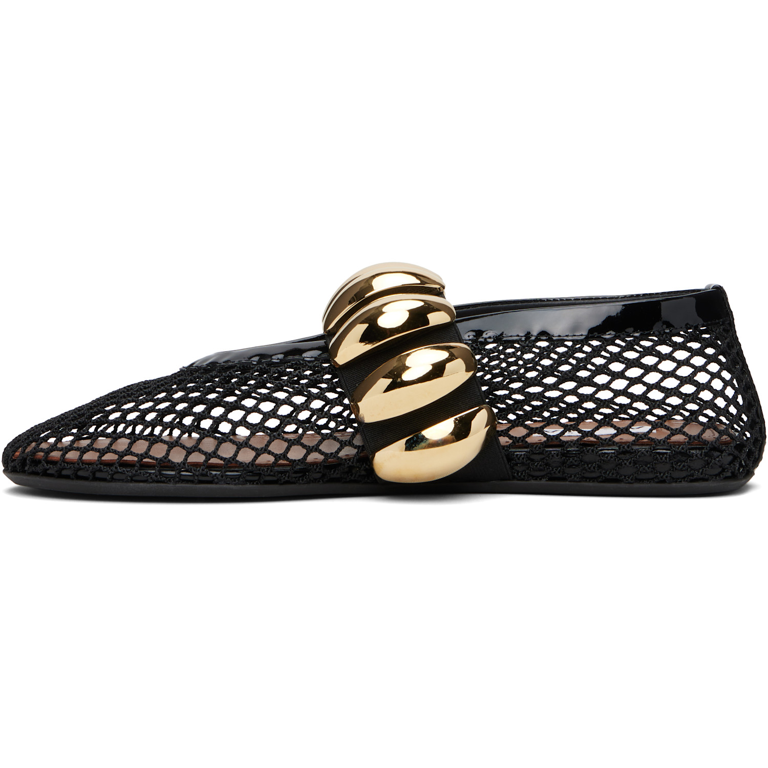  Alaïa Black Fishnet Jewel Ballerina Flats 