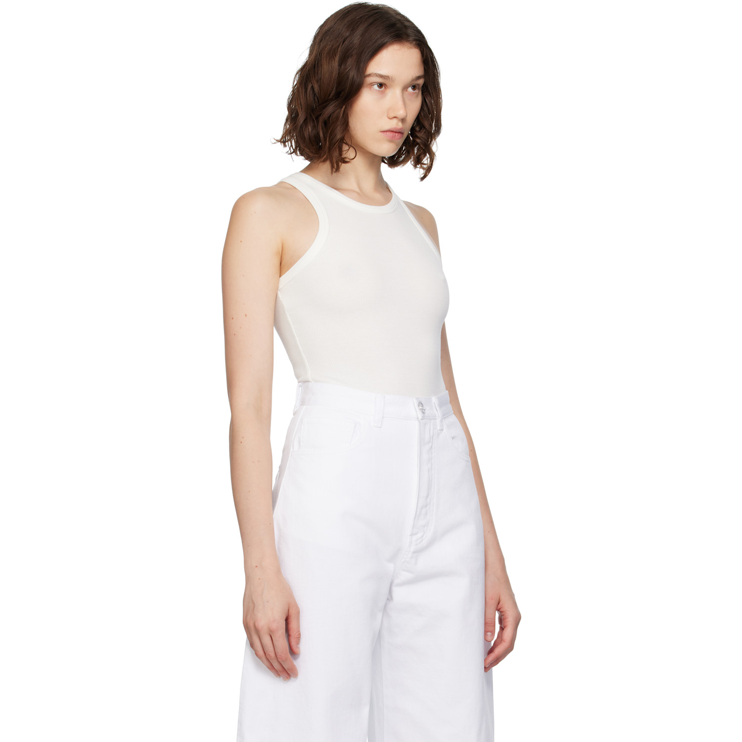  Alaïa White Sculpting Rib Jersey Bodysuit 
