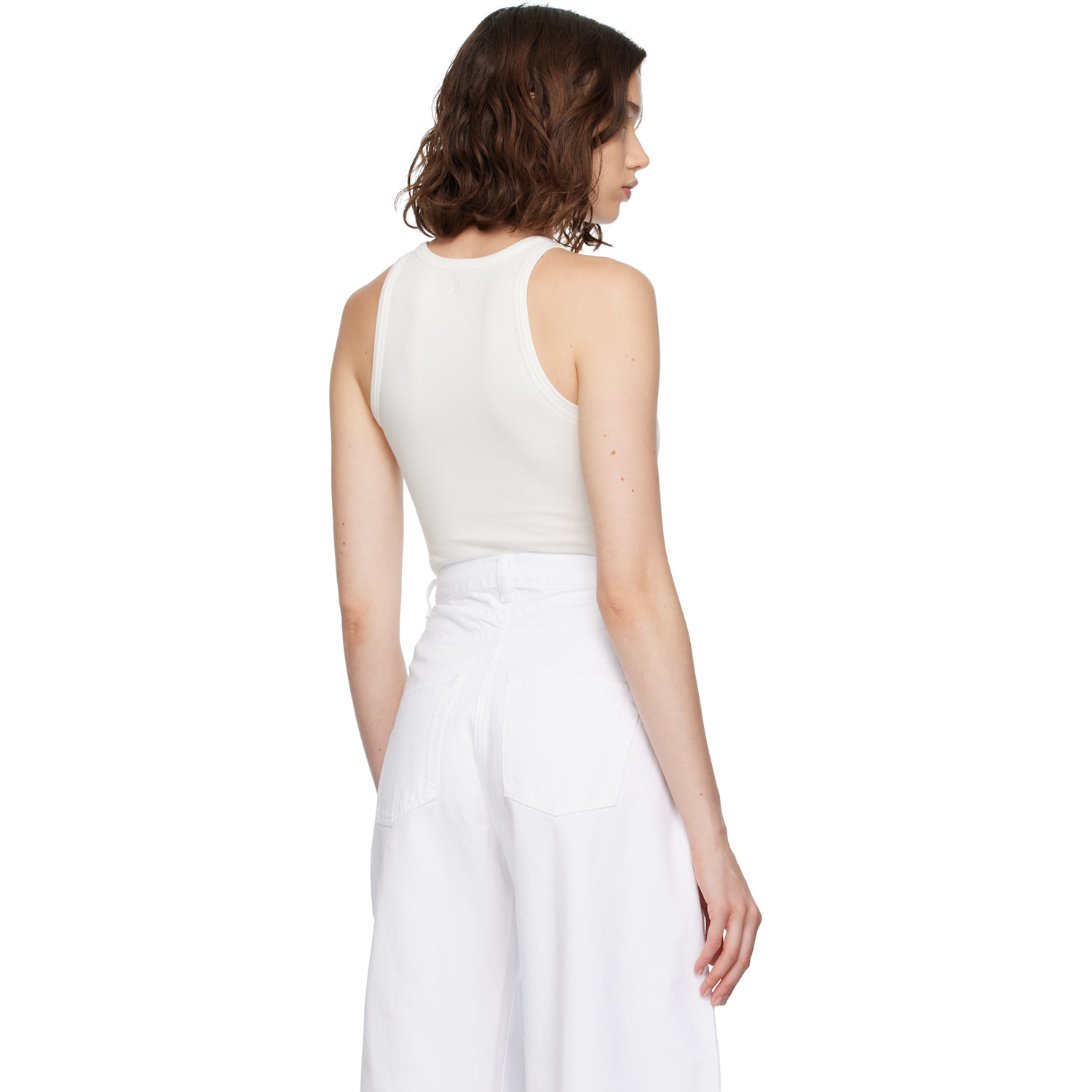  Alaïa White Sculpting Rib Jersey Bodysuit 