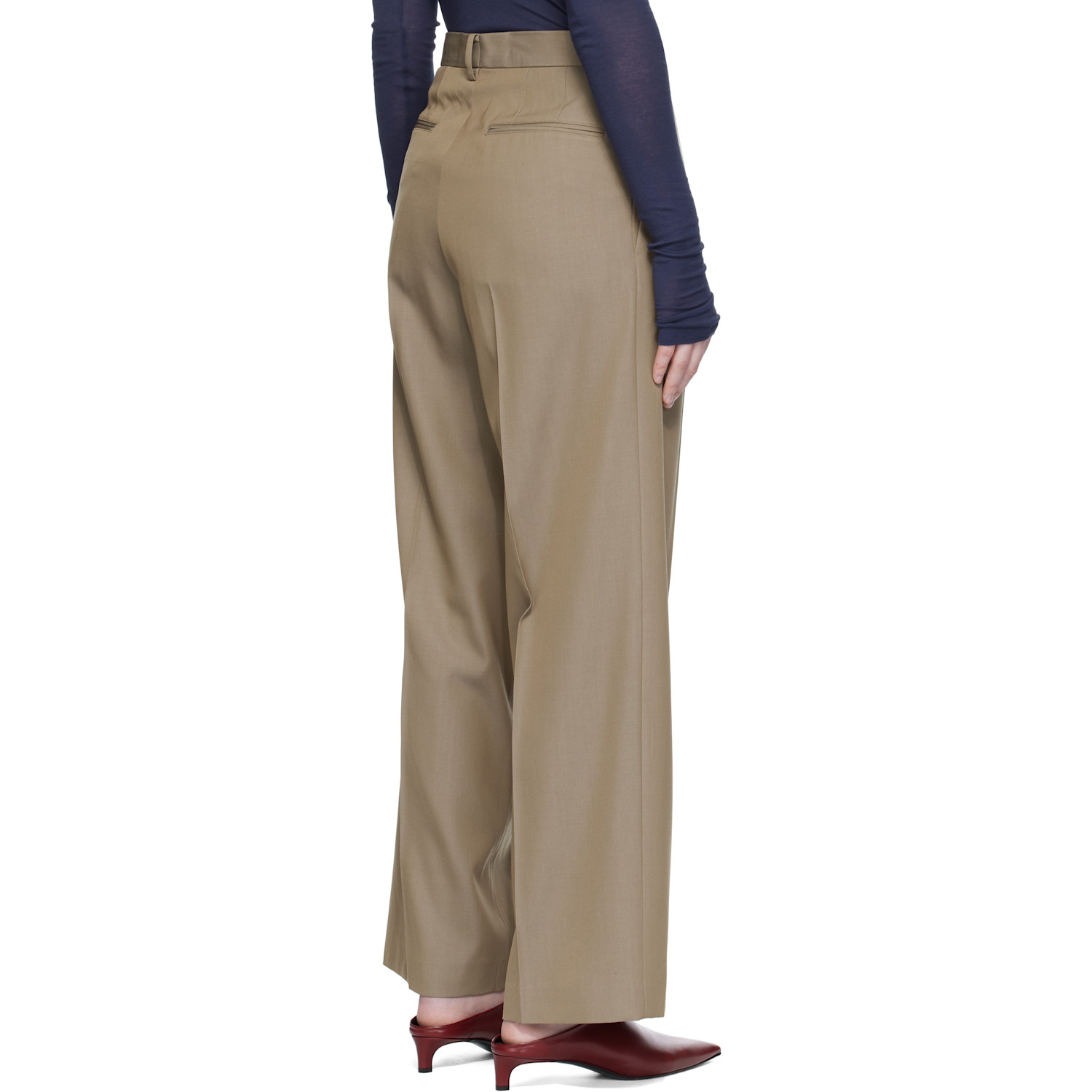  Auralee Beige Light Wool Max Gabardine Two-tuck Trousers 
