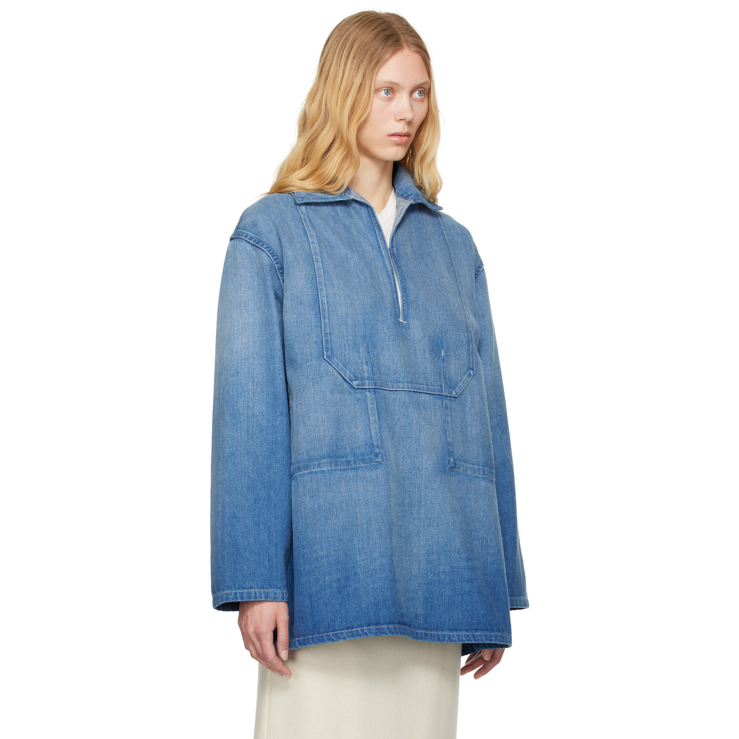  Auralee Blue Selvedge Faded Light Denim Shirt 