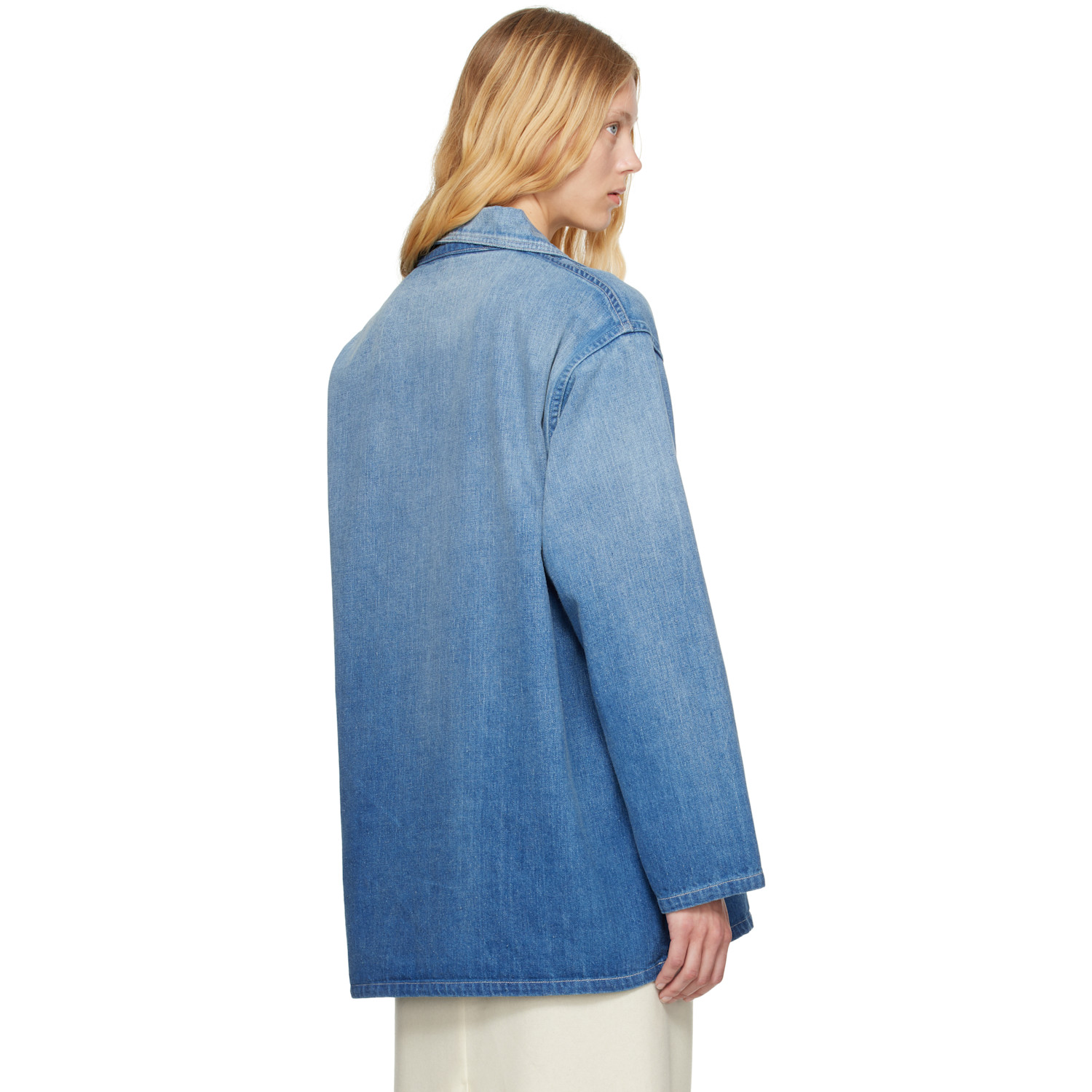  Auralee Blue Selvedge Faded Light Denim Shirt 