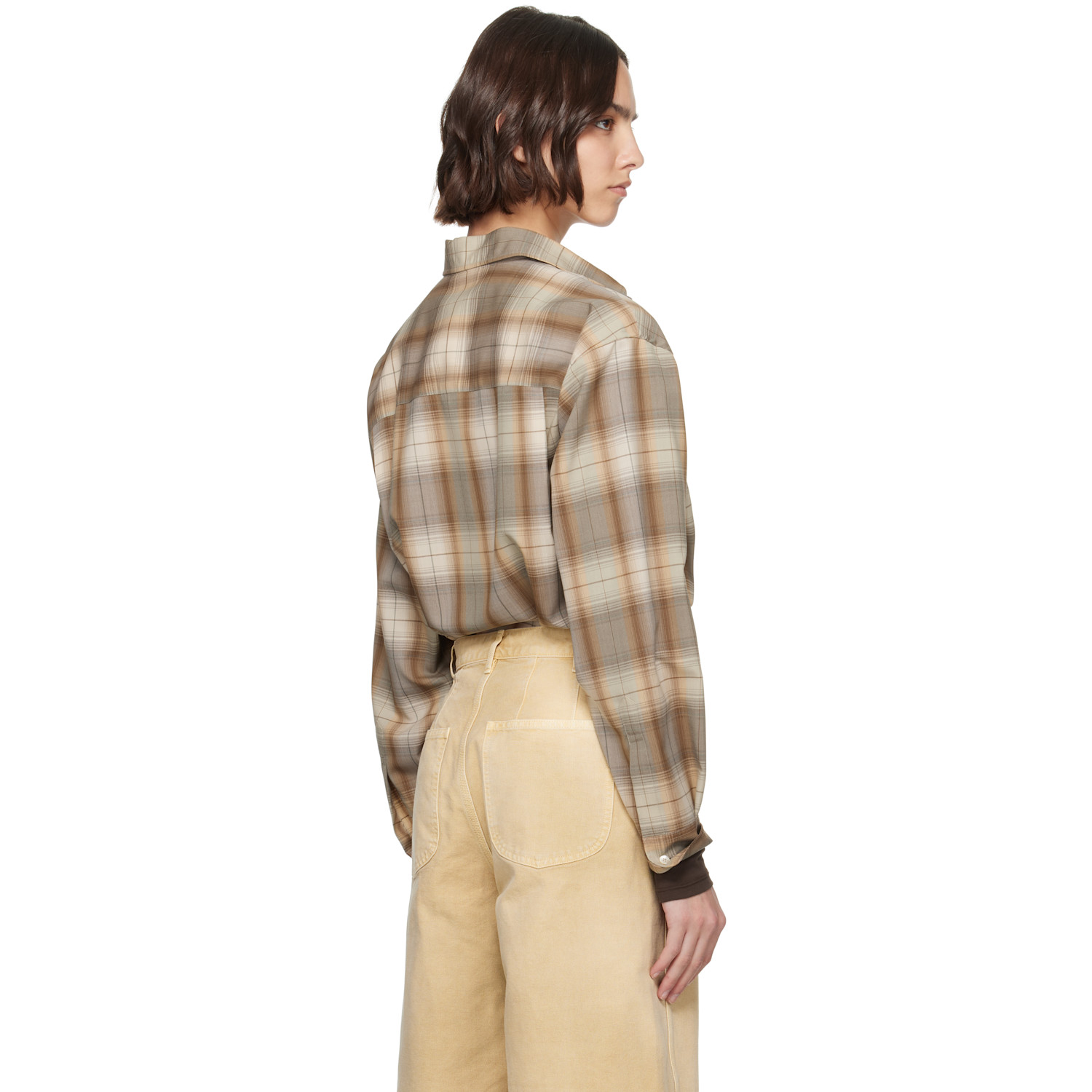  Auralee Brown & Gray Super Light Wool Check Shirt 
