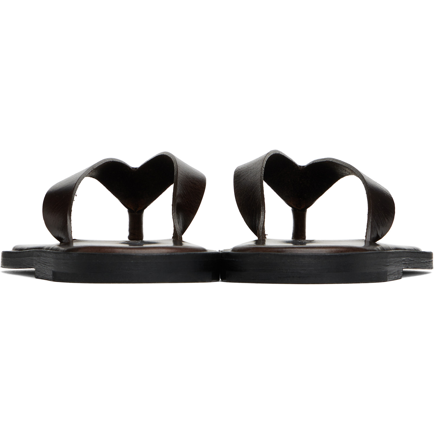  Auralee Brown Leather Tong Flip-flops 