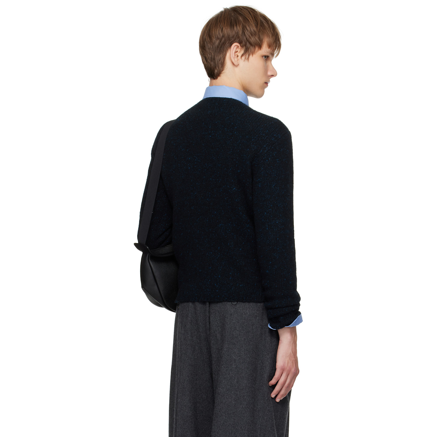  Auralee Navy Cashmere Melange Knit Sweater 