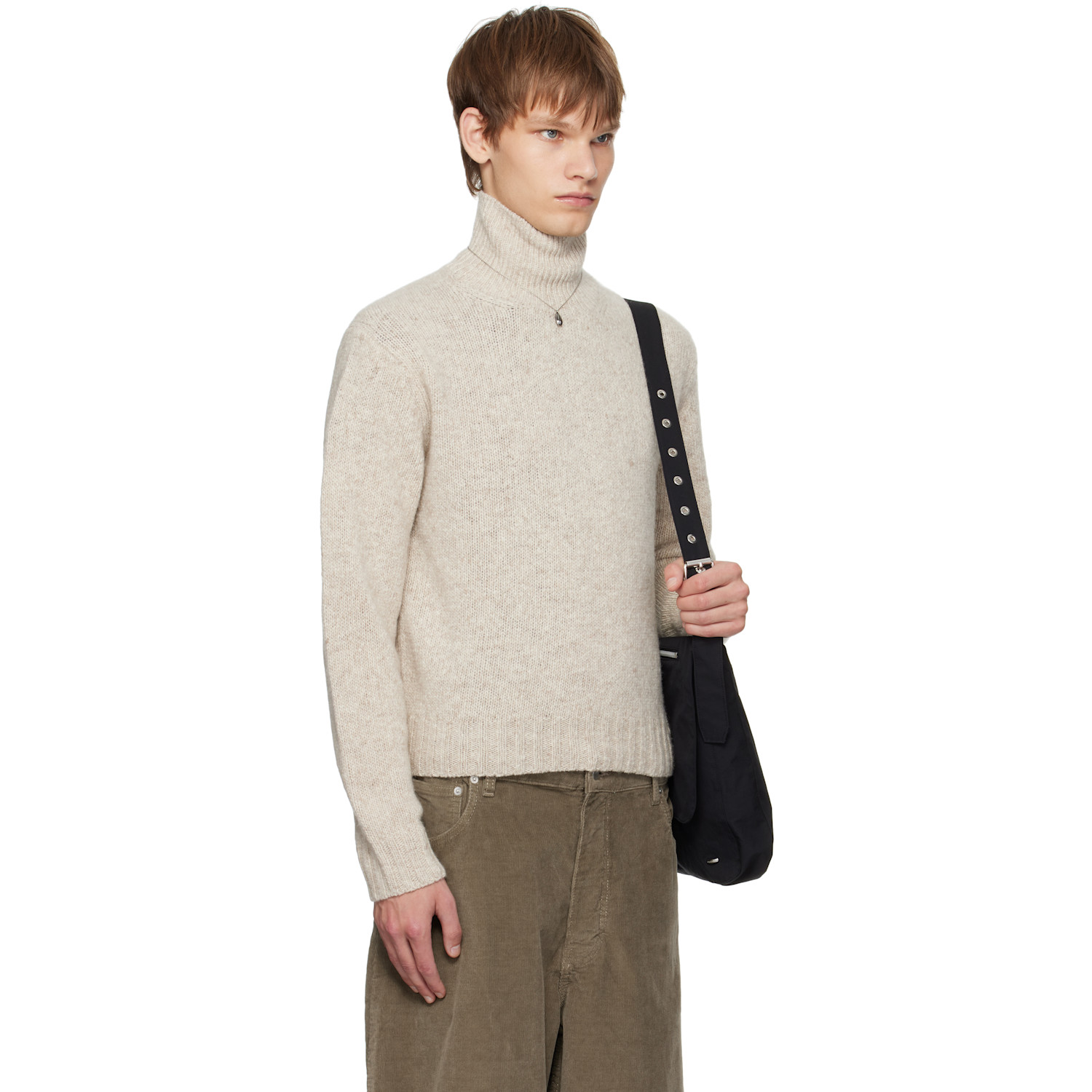  Auralee Beige Cashmere Melange Knit Turtleneck 