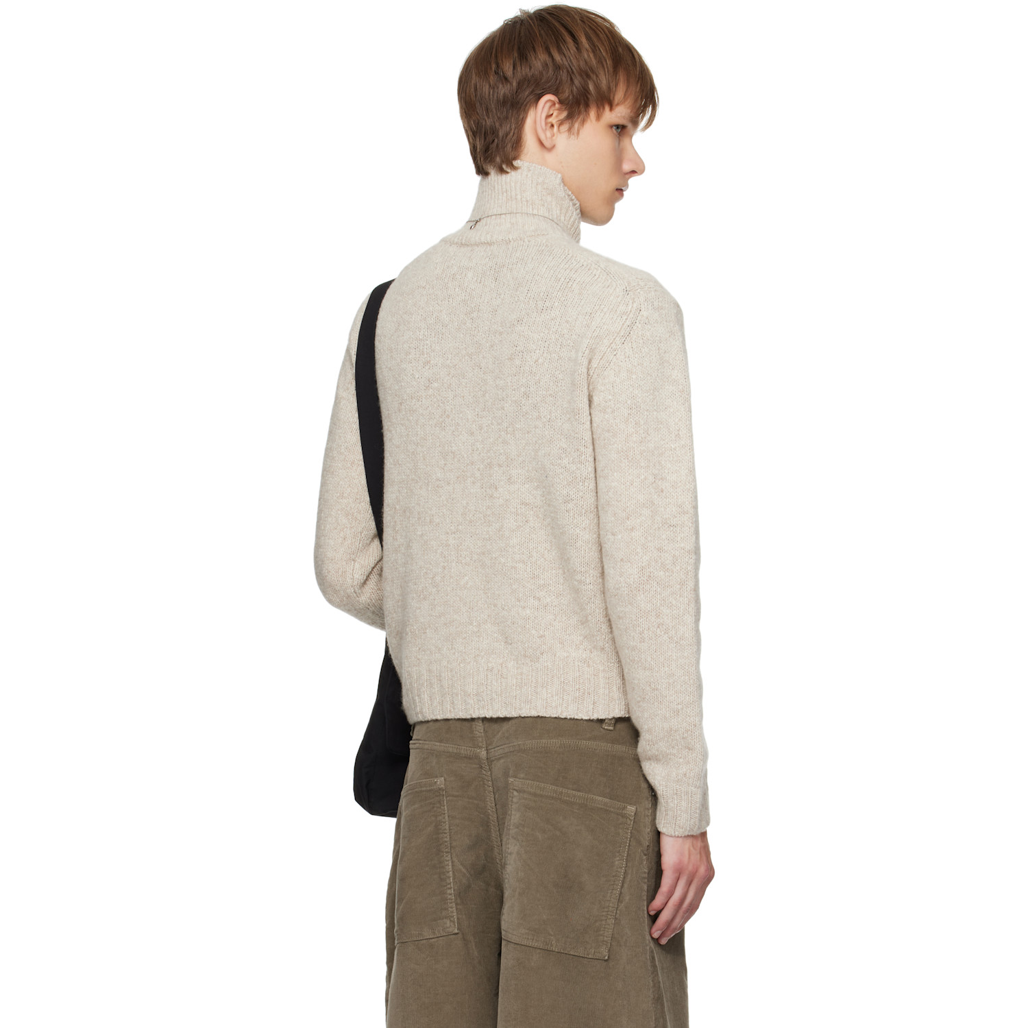  Auralee Beige Cashmere Melange Knit Turtleneck 
