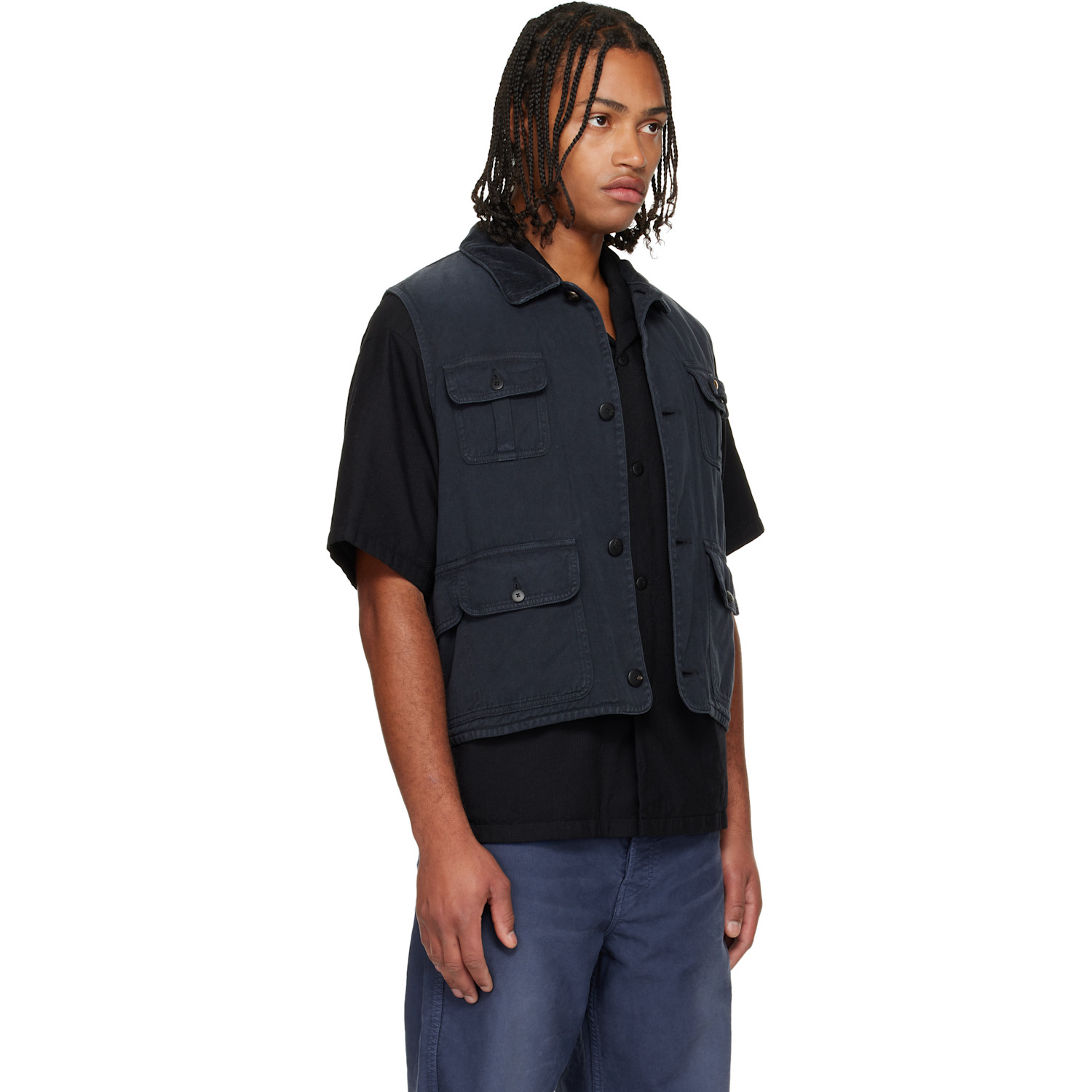  Visvim Black Matto Hunting Denim Vest 