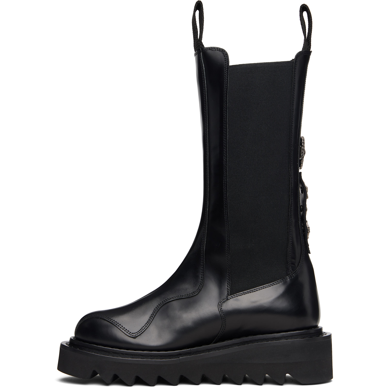  Toga Pulla Ssense Exclusive Black Mid Calf Leather Chelsea Boots 