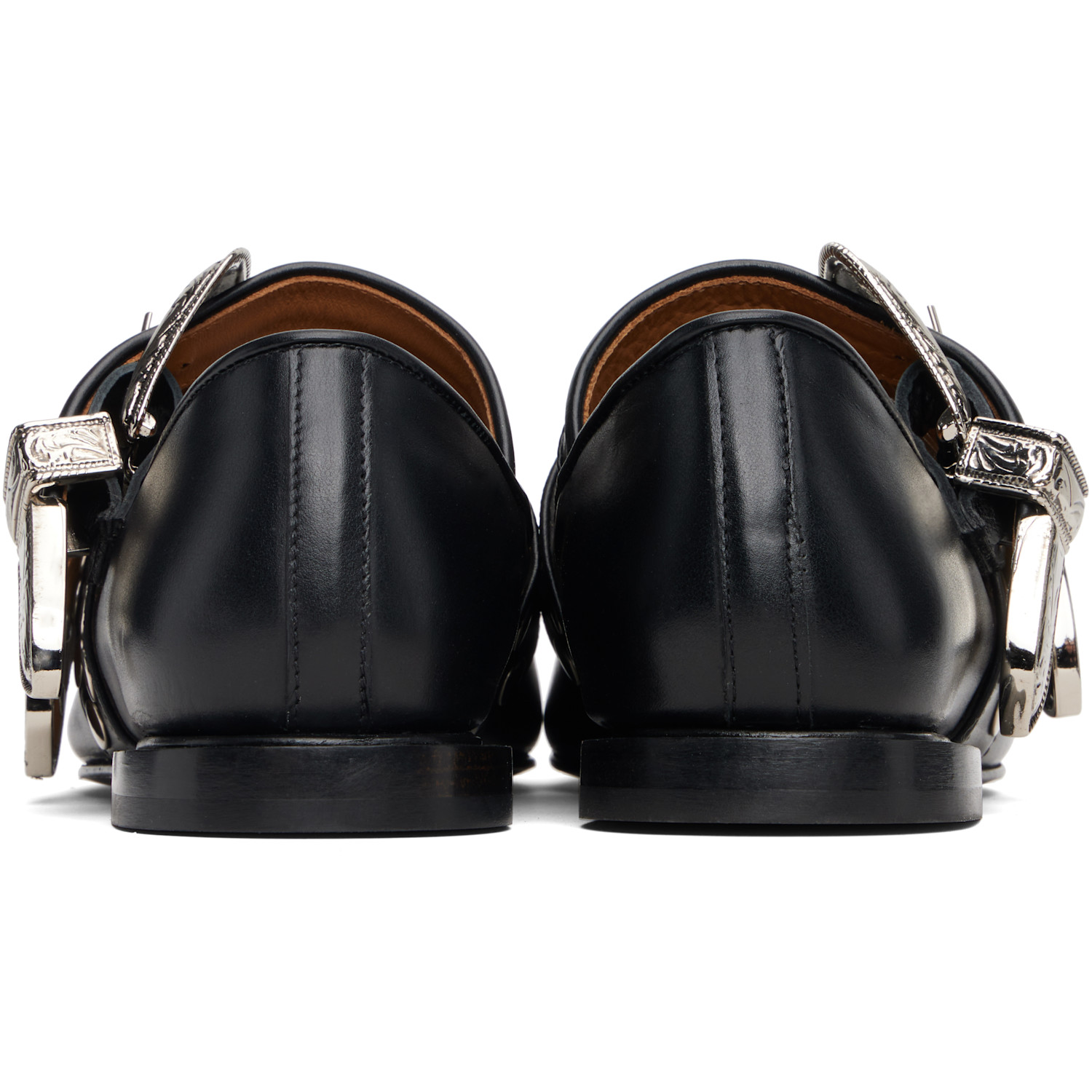  Toga Pulla Black Leather Ballerina Flats 
