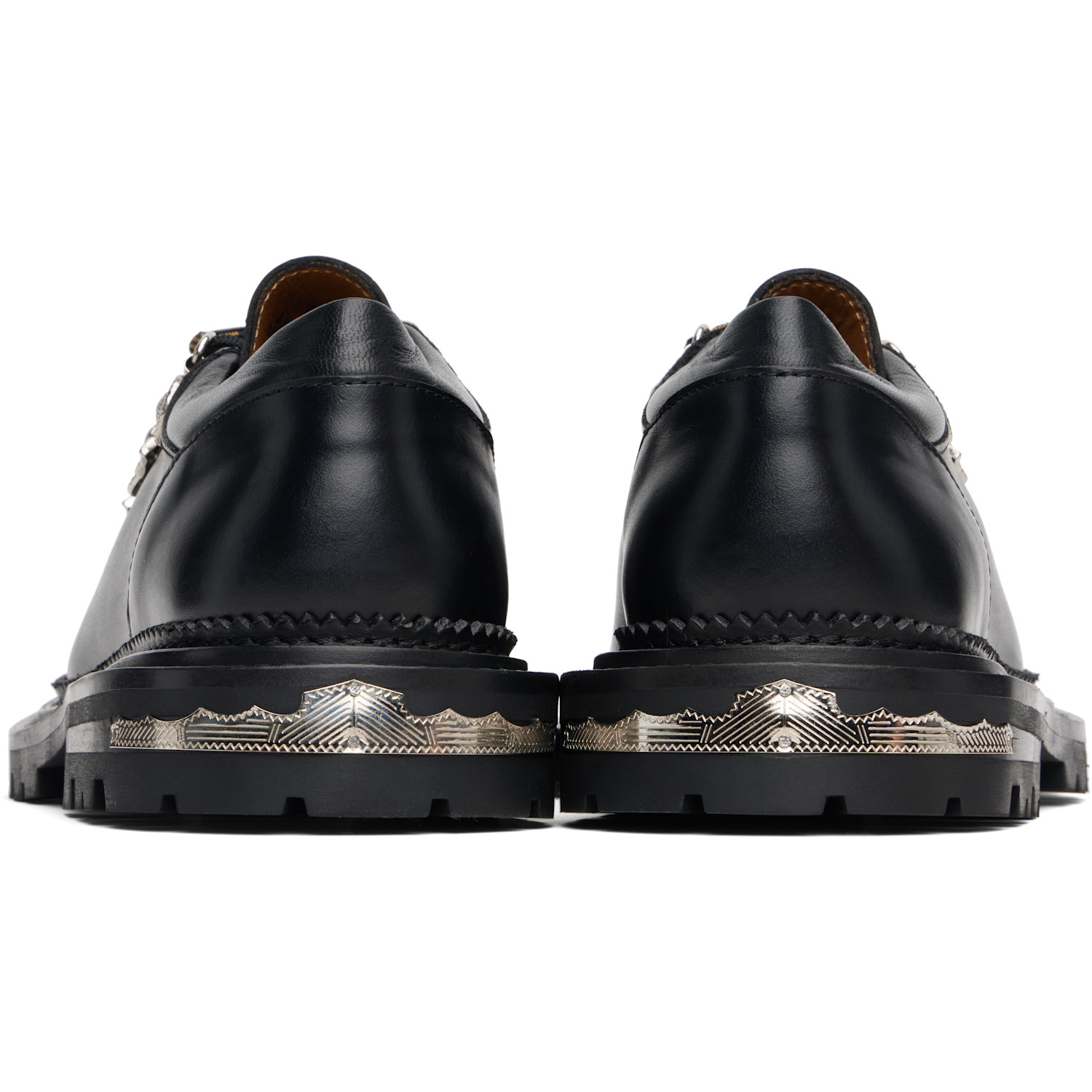  Toga Pulla Black Hard Leather Oxfords 
