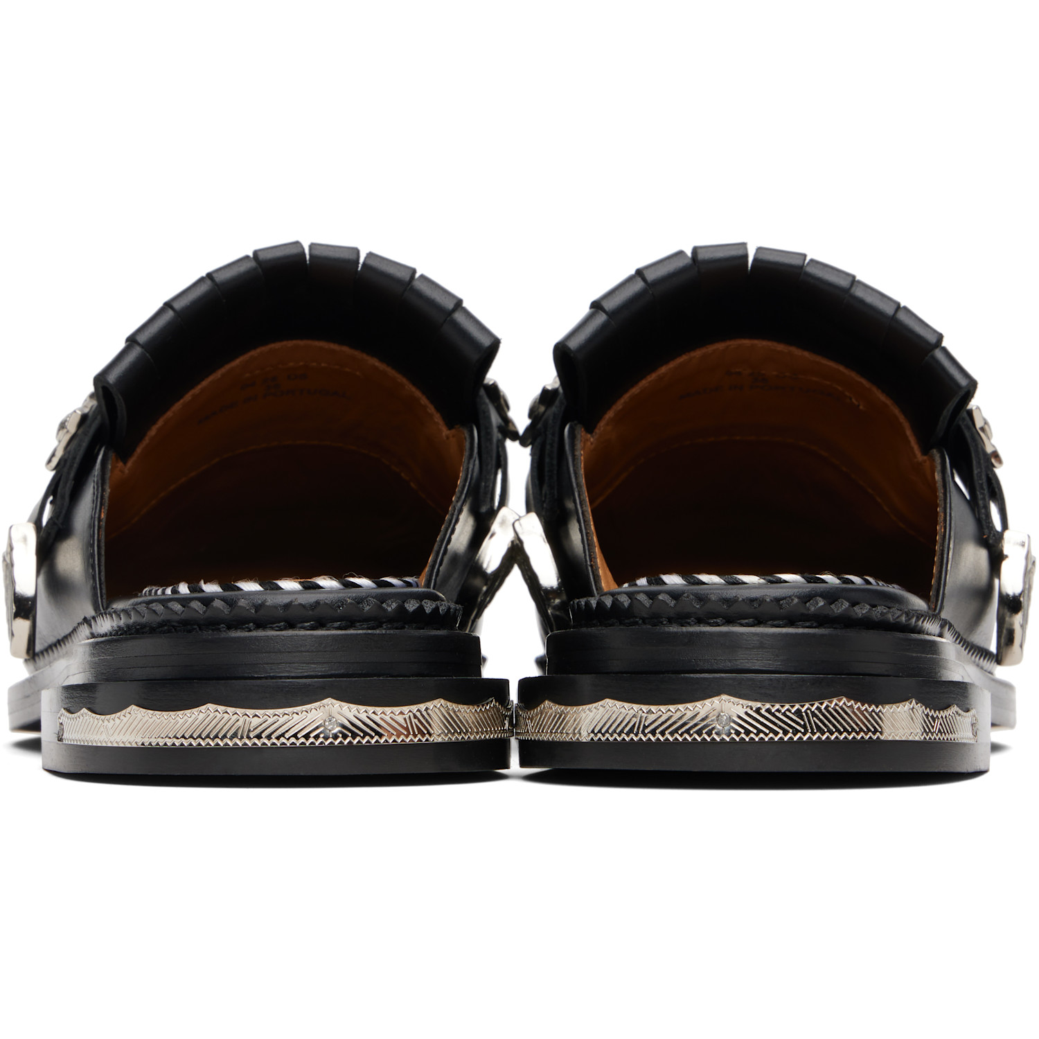  Toga Pulla Black Hard Leather Slip-on Loafers 
