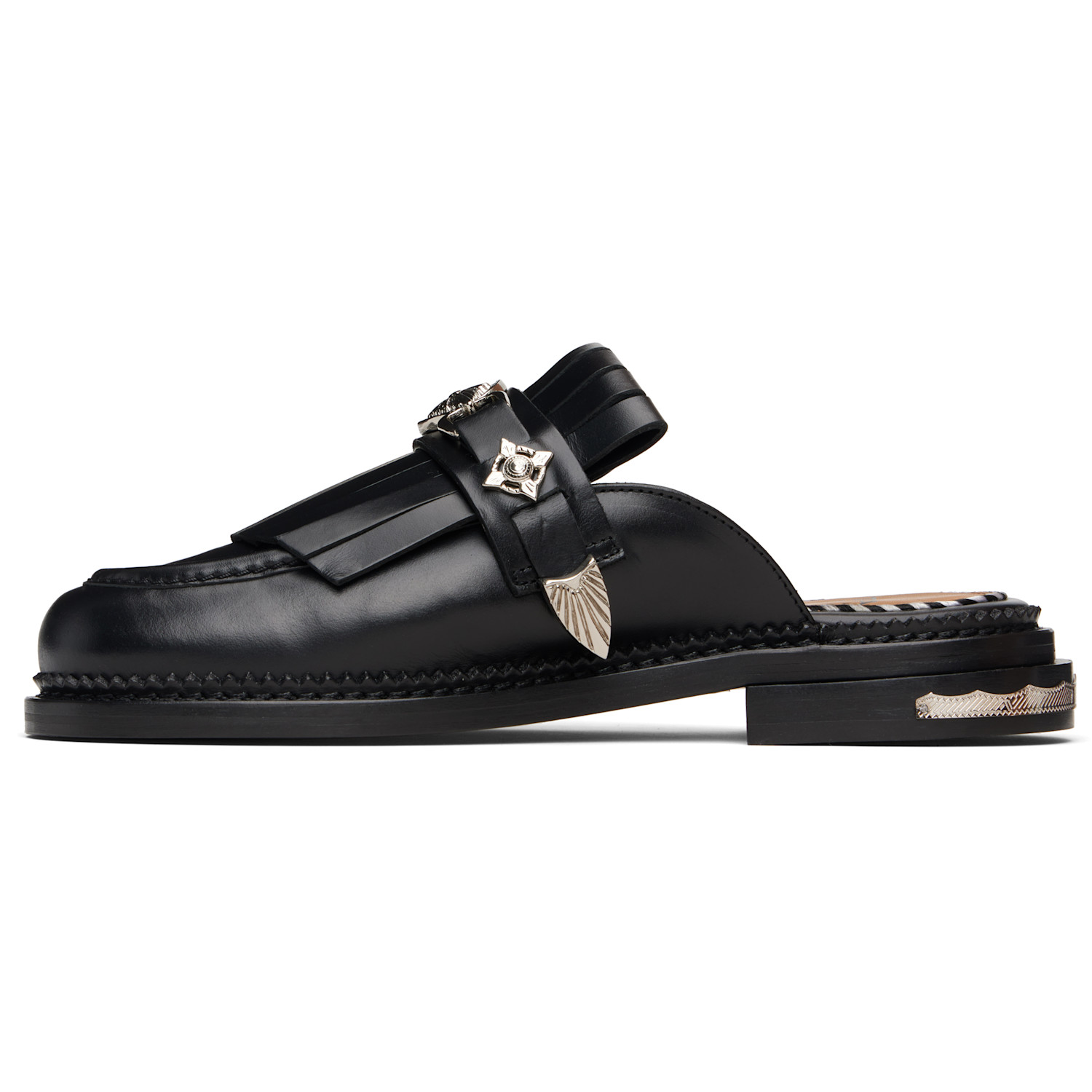  Toga Pulla Black Hard Leather Slip-on Loafers 