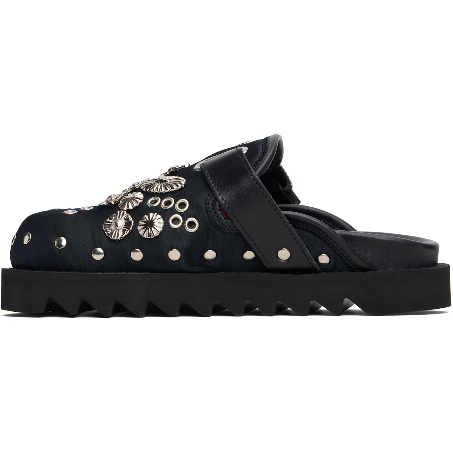  Toga Pulla Black Eyelet Metal Sabot Slip-on Loafers 
