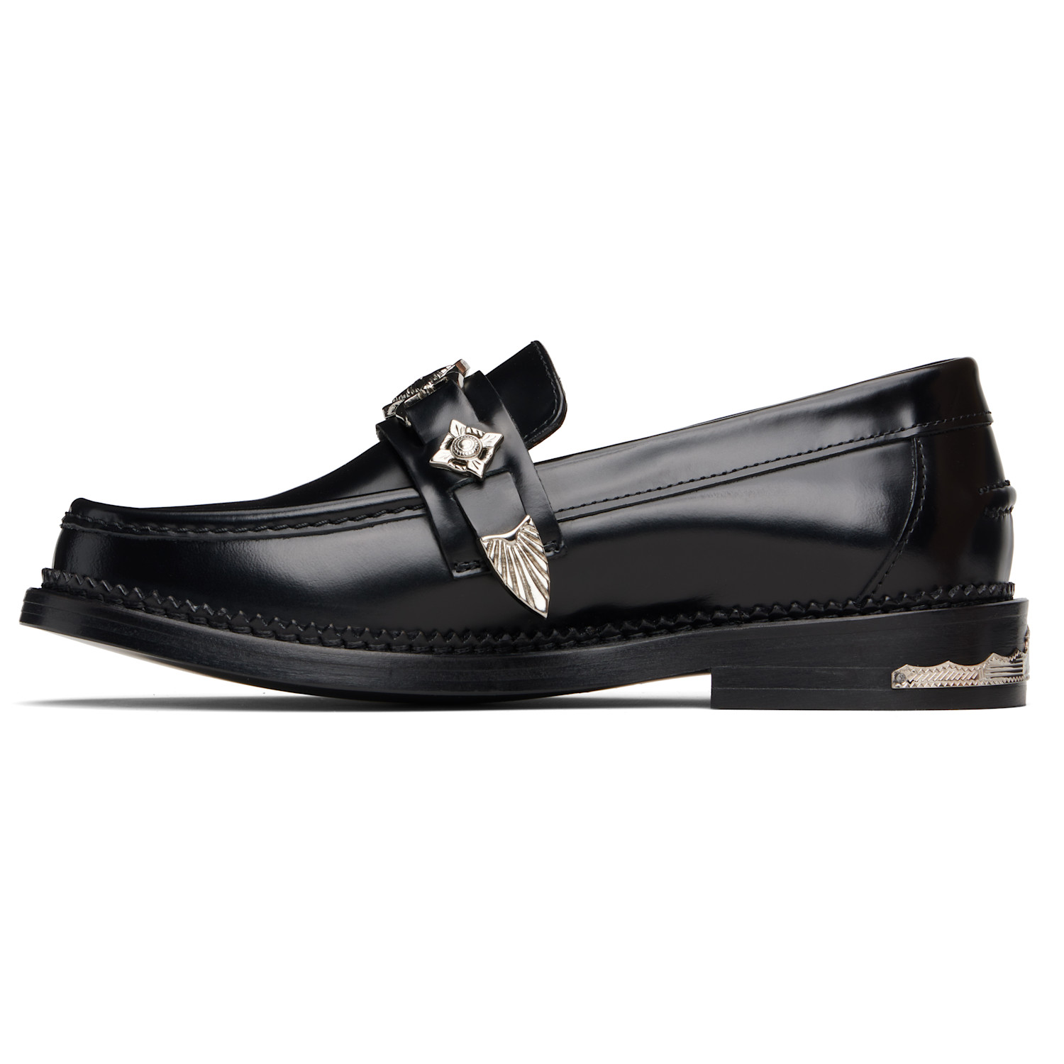  Toga Pulla Black Polished Leather Loafers 