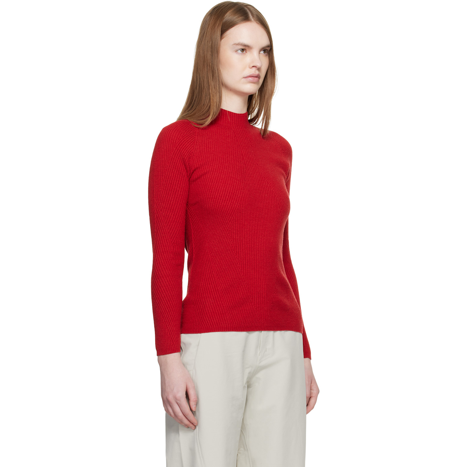  Veilance Red Conic Wool Midlayer Sweater 