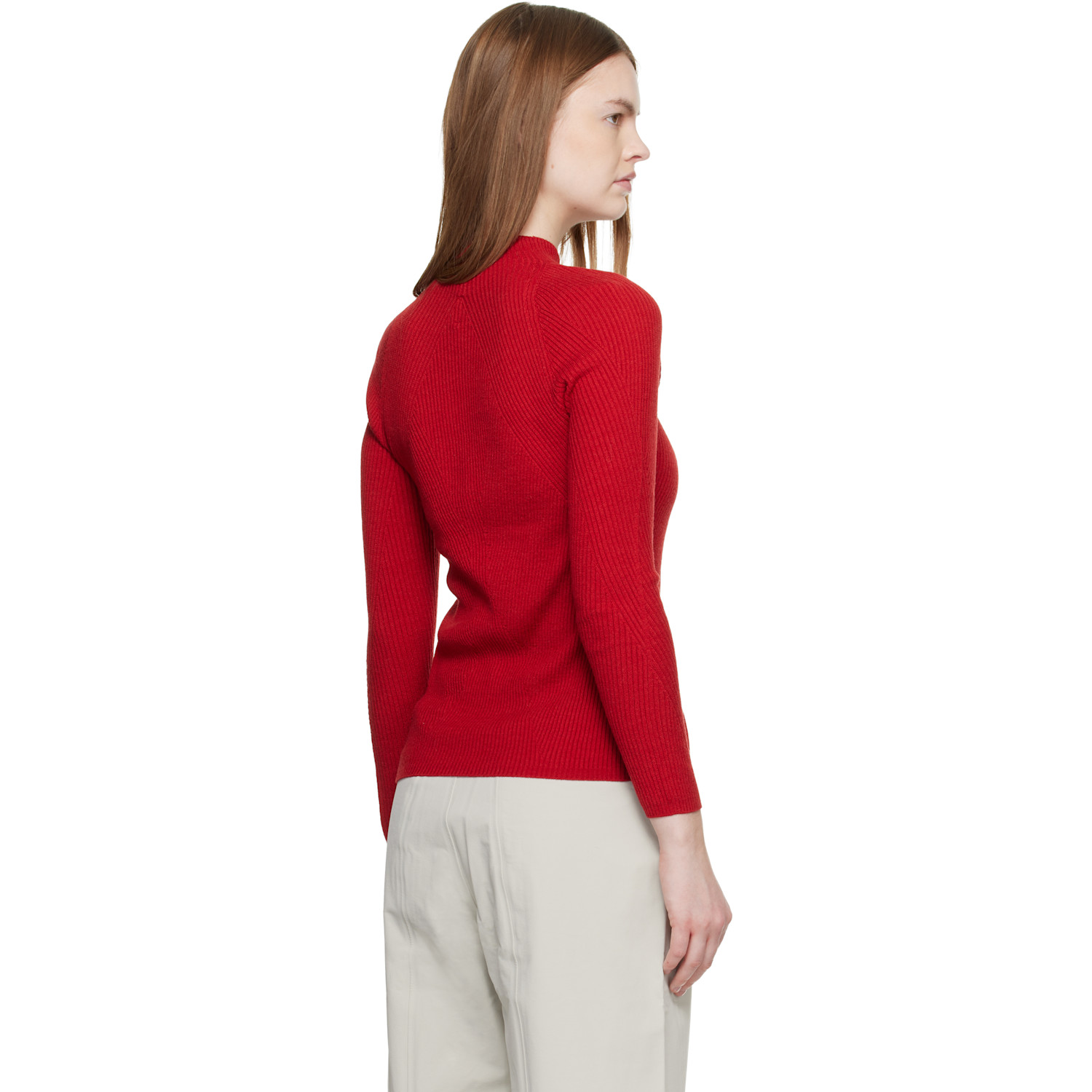  Veilance Red Conic Wool Midlayer Sweater 