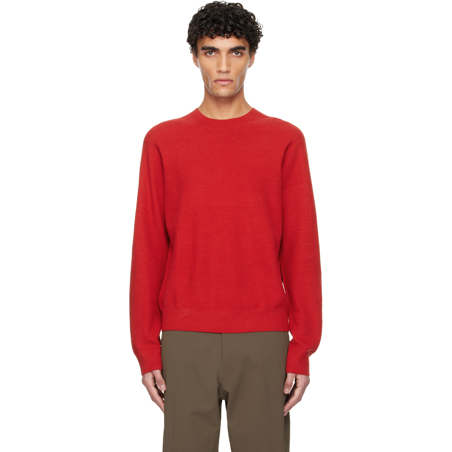 Veilance Red Conic Wool Midlayer Sweater