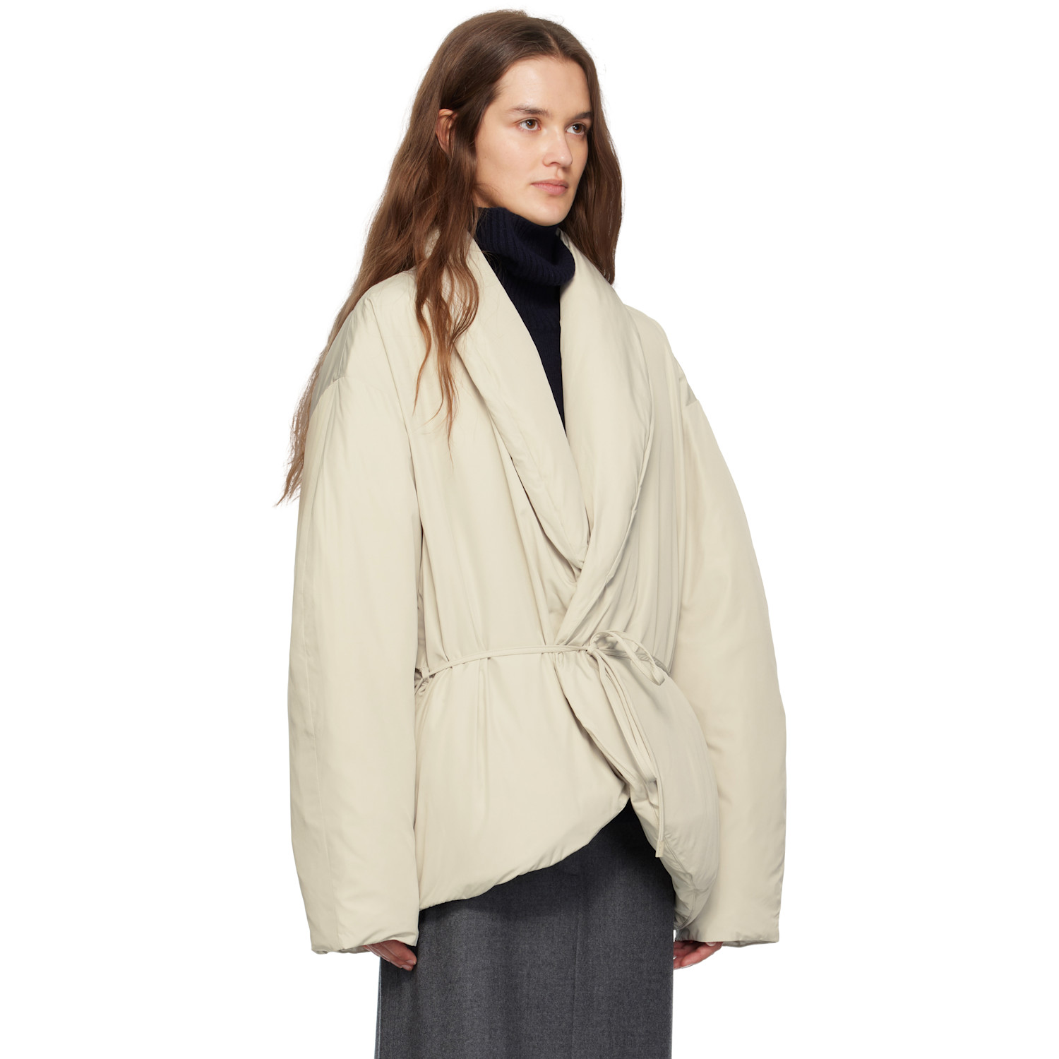  Le17septembre Off-white Shawl Collar Goose Down Jacket 