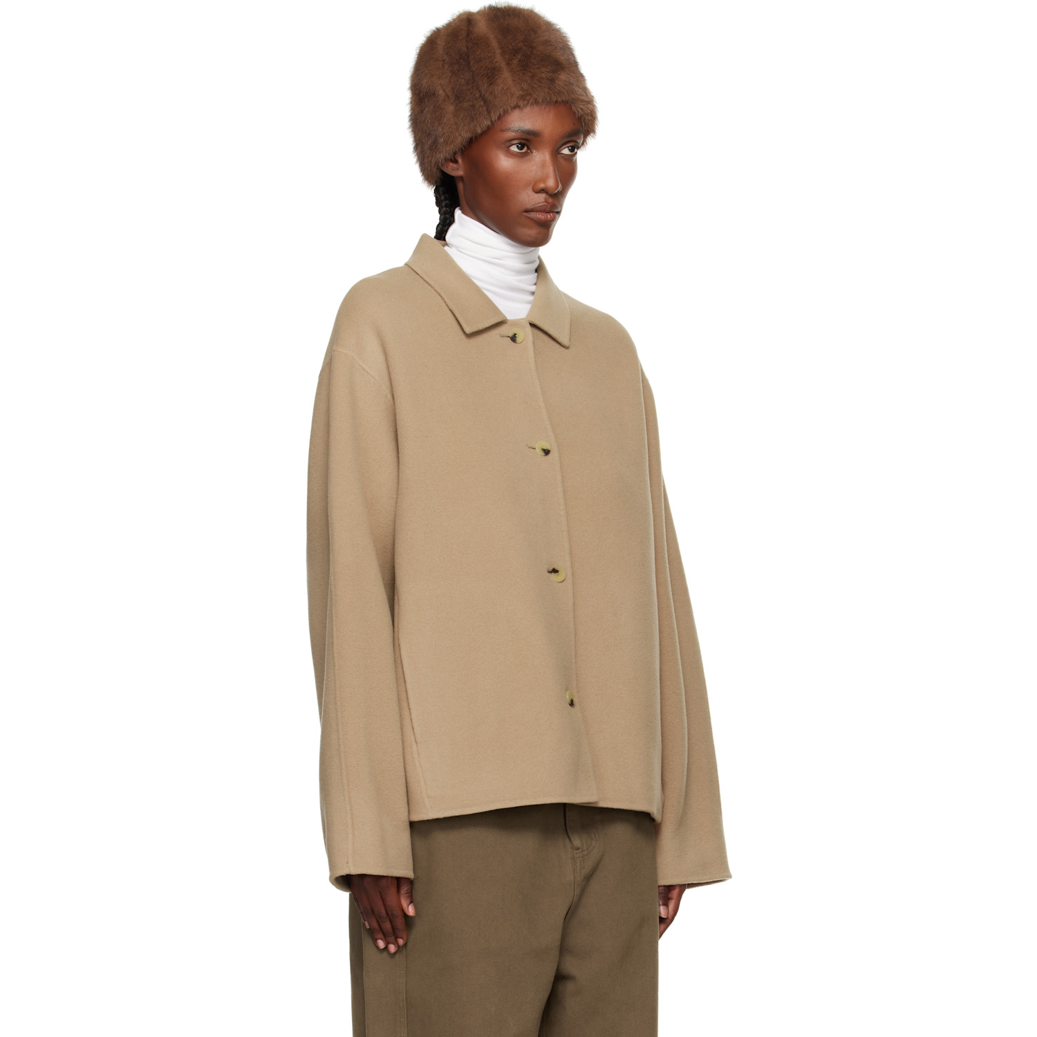  Le17septembre Tan Virgin Wool Handmade Muffler Jacket 