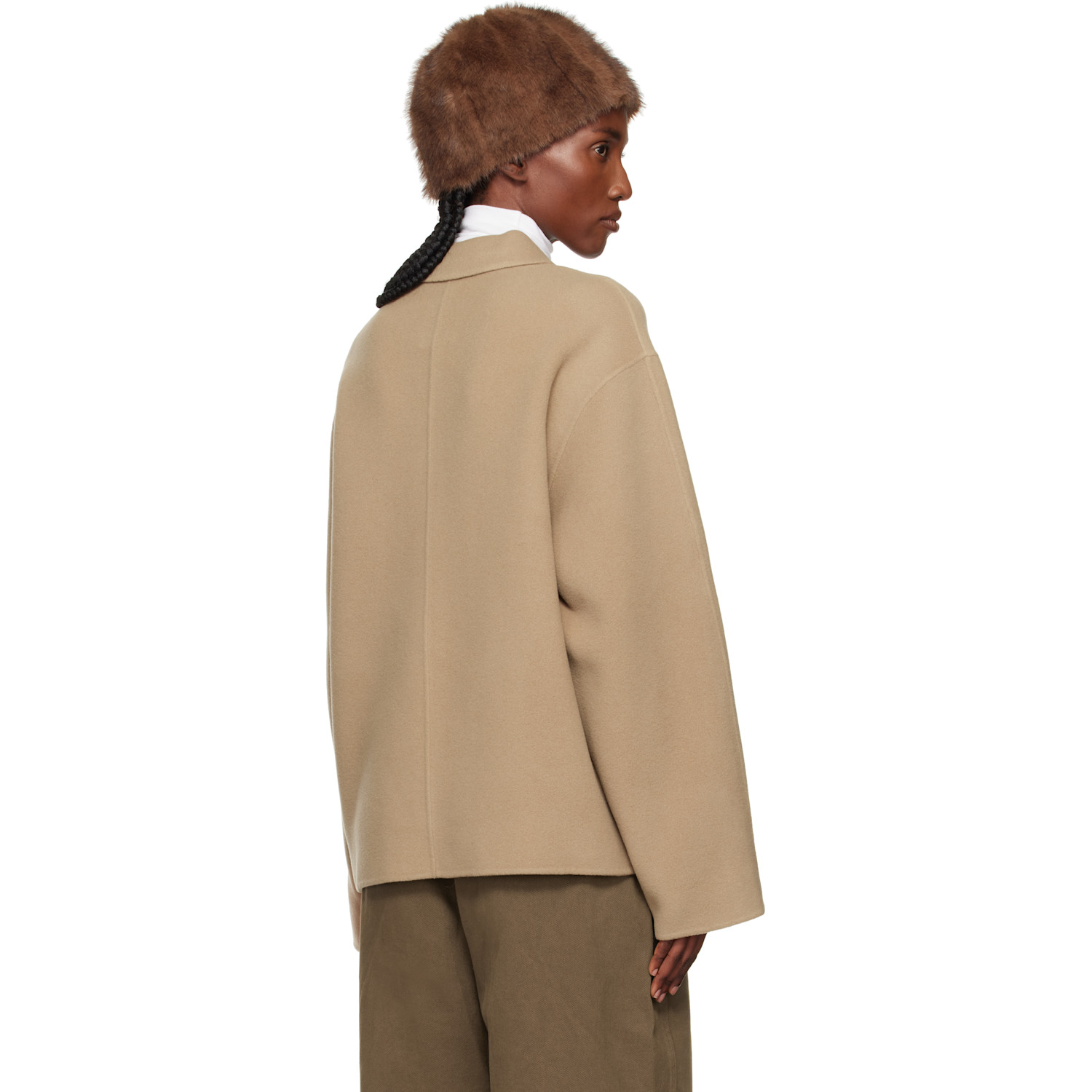  Le17septembre Tan Virgin Wool Handmade Muffler Jacket 