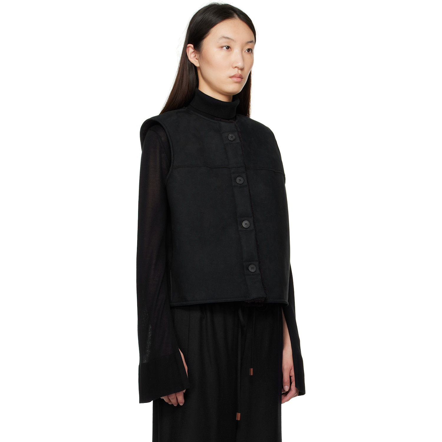  Le17septembre Black Faux-shearling Reversible Vest 