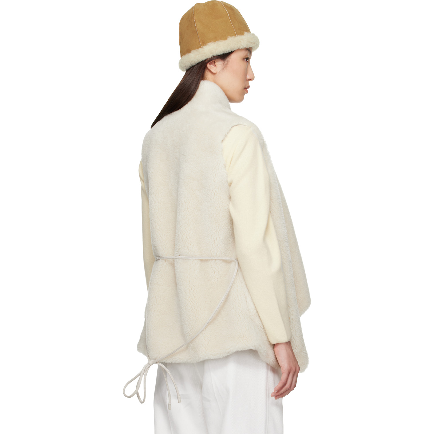  Le17septembre Beige Shawl Collar Faux-shearling Vest 