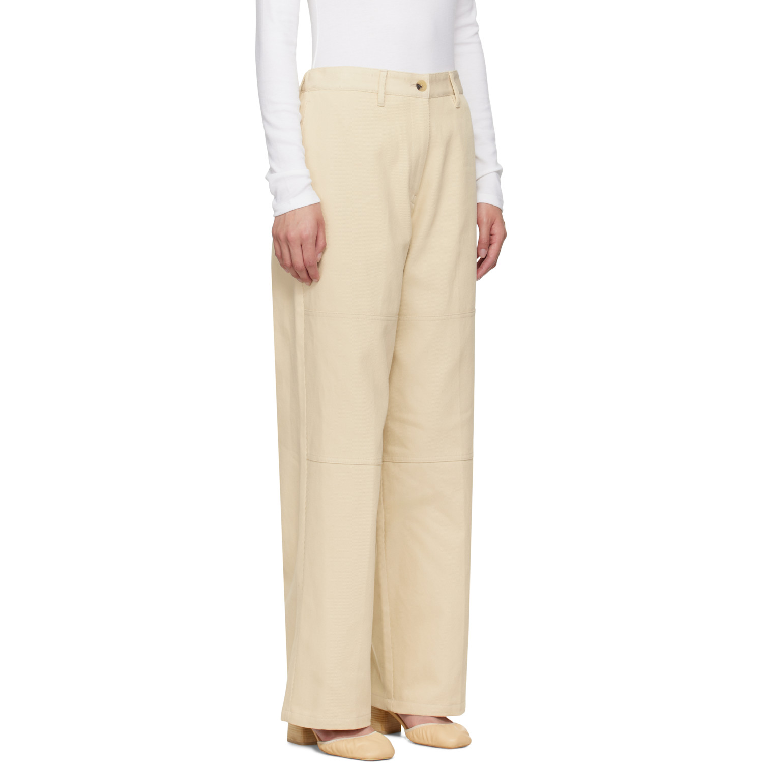  Le17septembre Beige Cotton Twill Work Trousers 