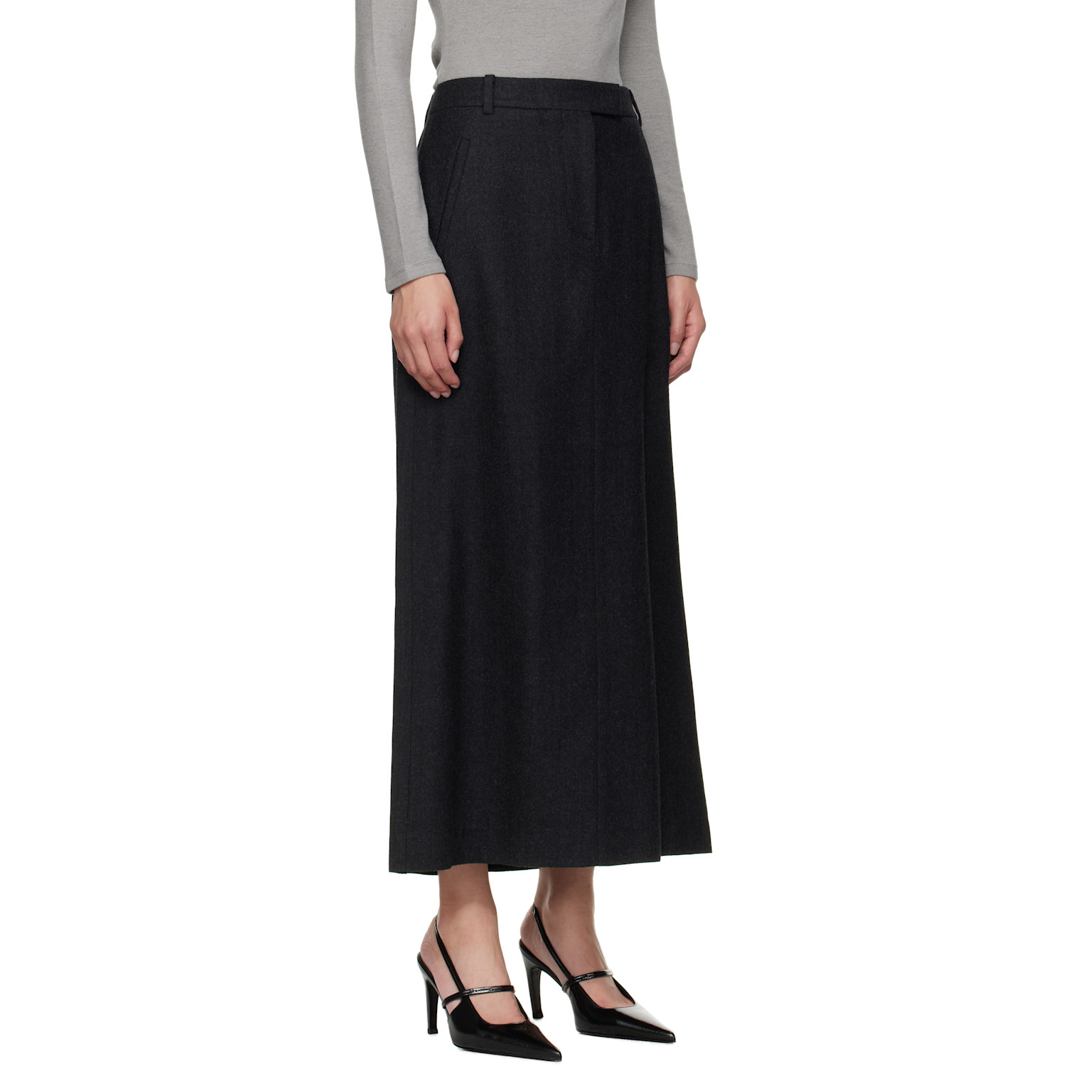  Le17septembre Gray Wool Tailored Maxi Skirt 