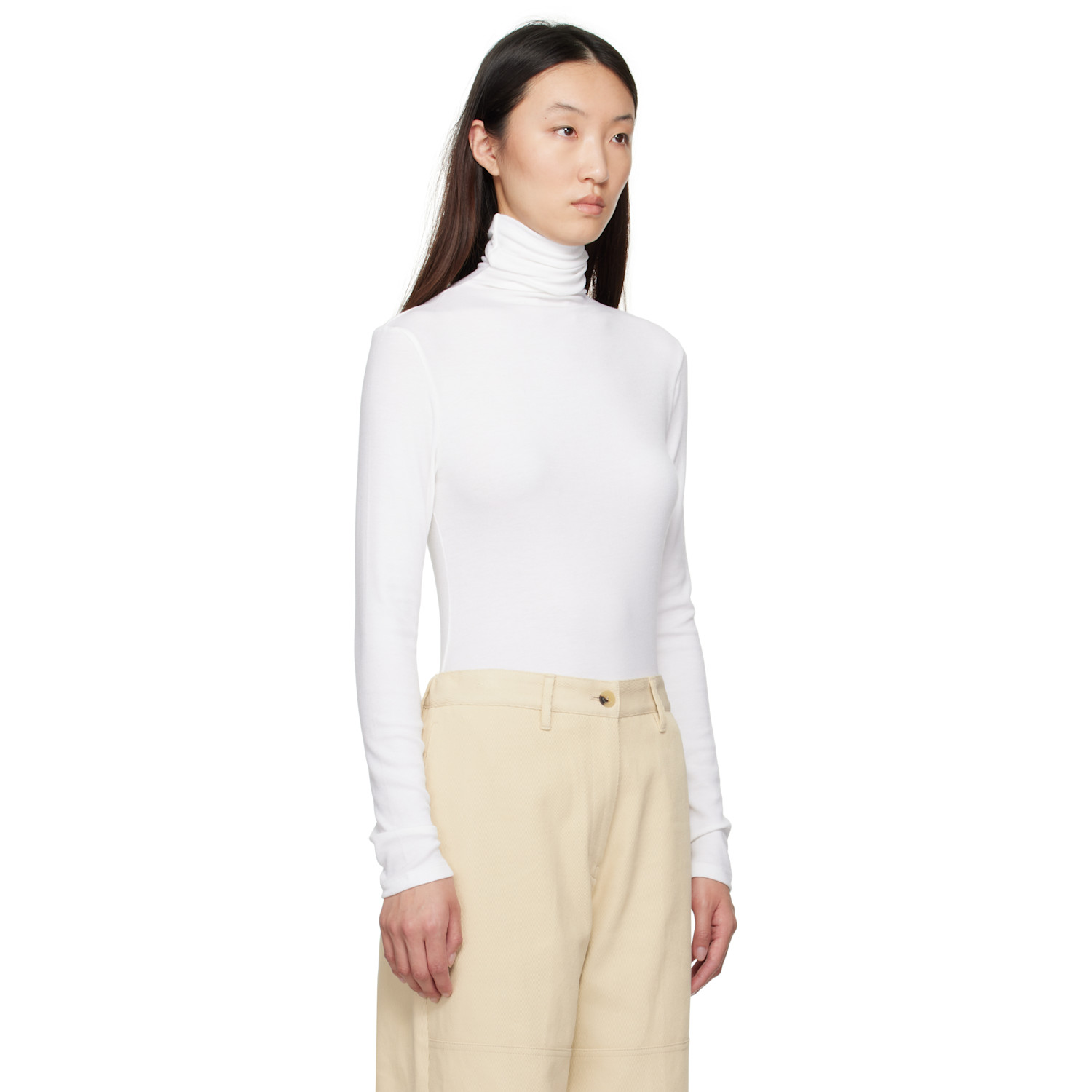  Le17septembre White Asymmetrical Turtleneck 