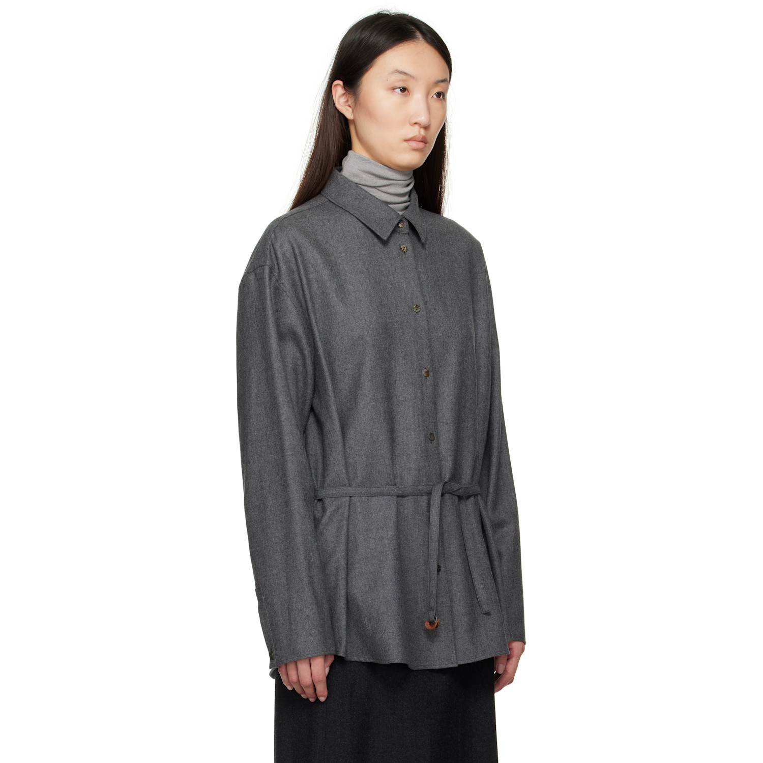  Le17septembre Gray Oversized Belted Shirt 