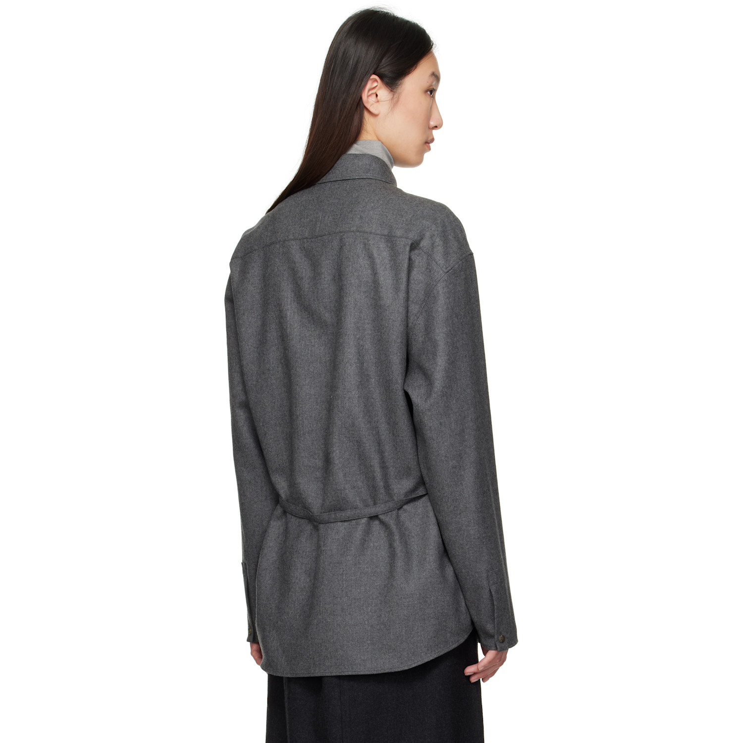  Le17septembre Gray Oversized Belted Shirt 