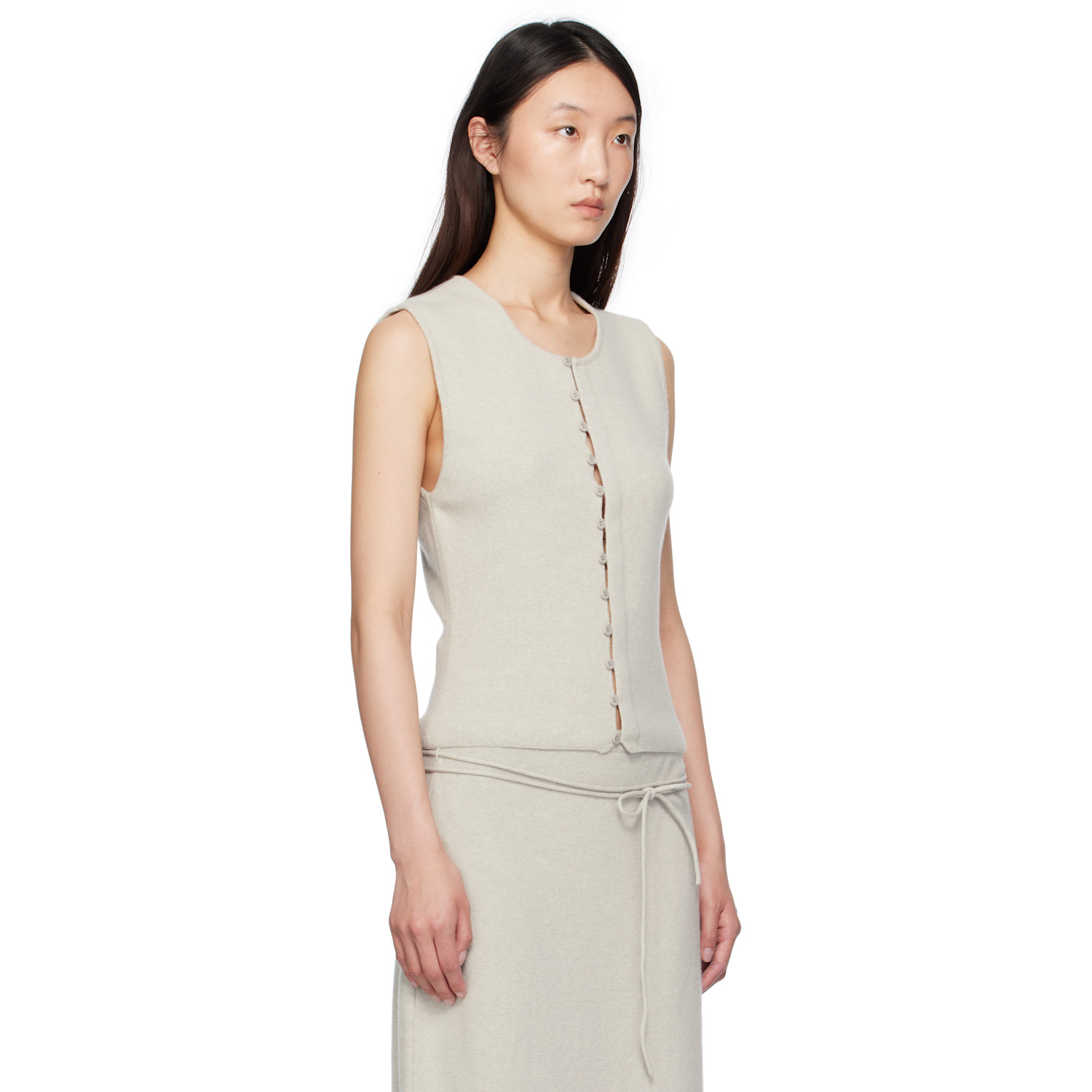  Le17septembre Gray Button Down Knit Tank Top 