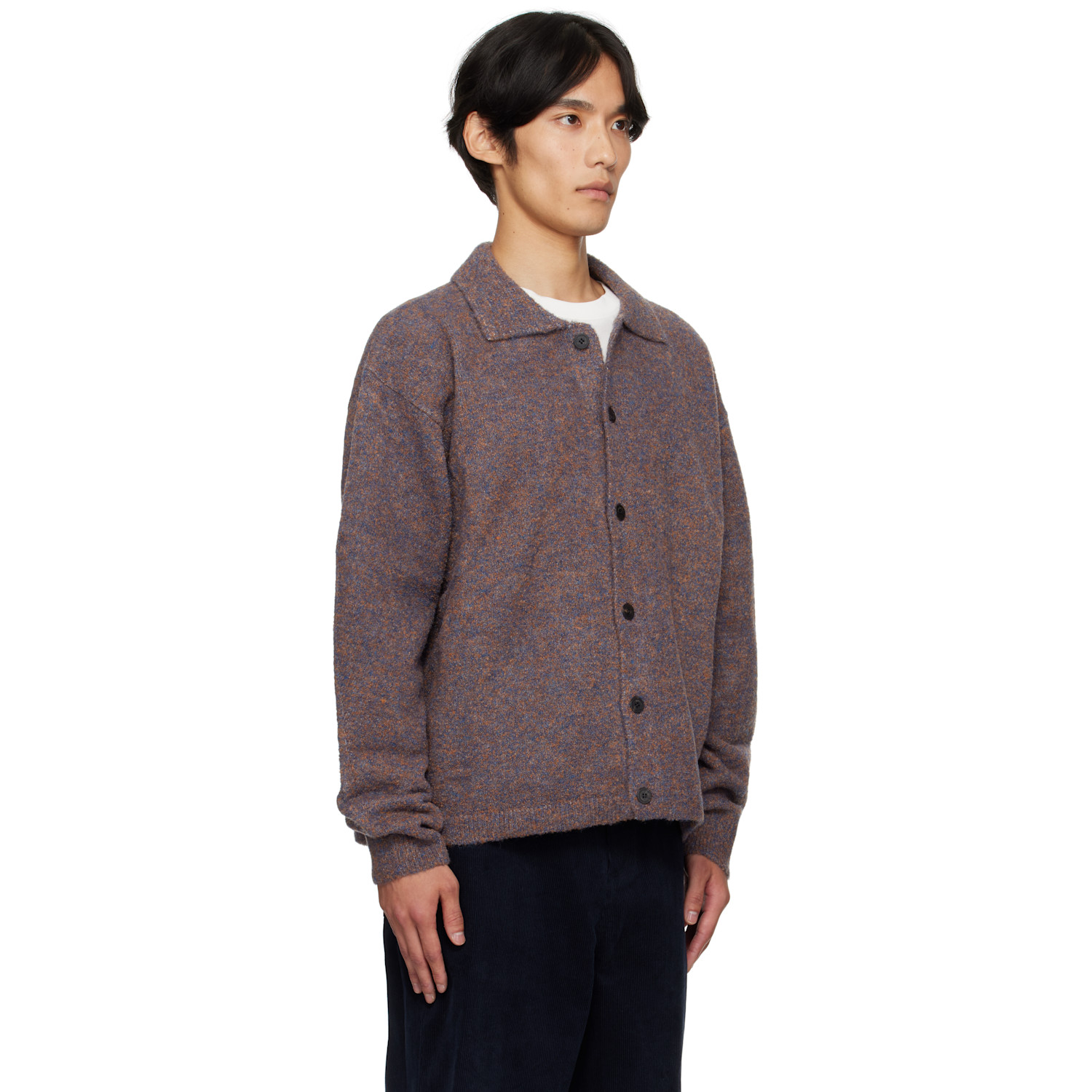  Le17septembre Purple Bouclé Button Down Cardigan 