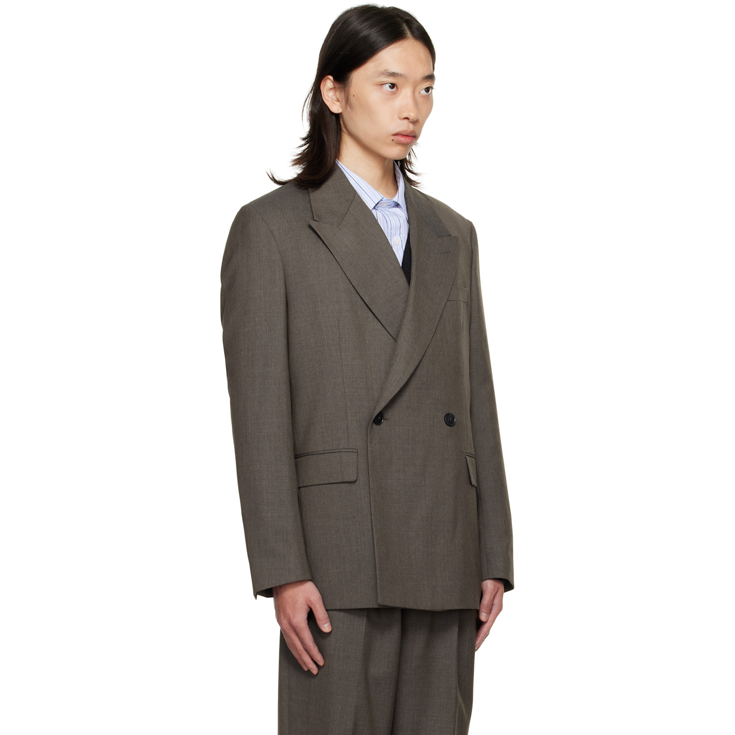  Mfpen Taupe Double Breasted Blazer 