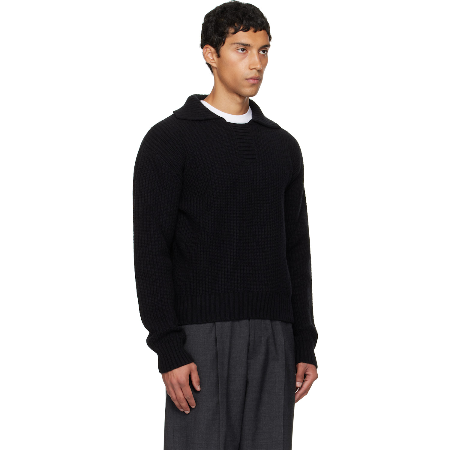  Mfpen Black Collar Sweater 