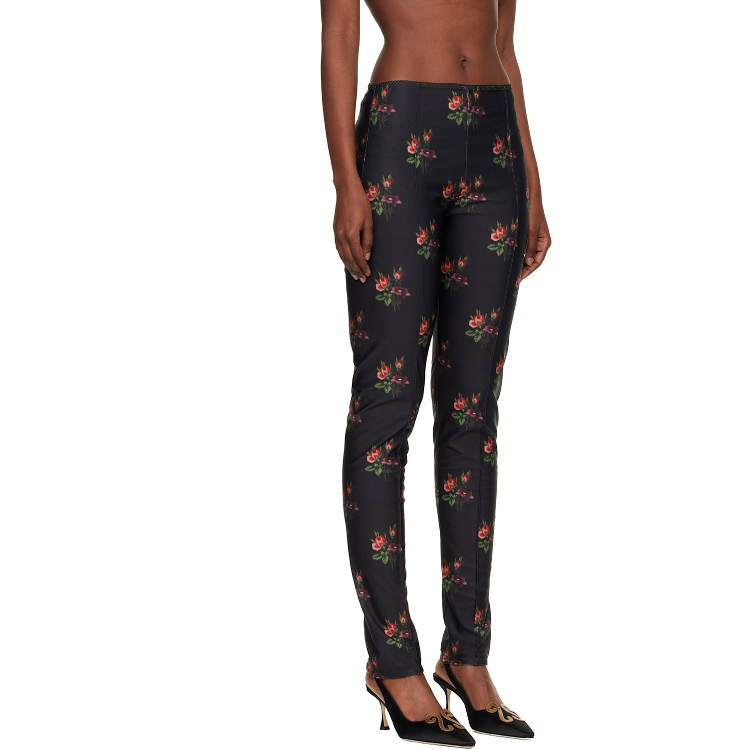  Meryll Rogge Black Floral Jersey Leggings 
