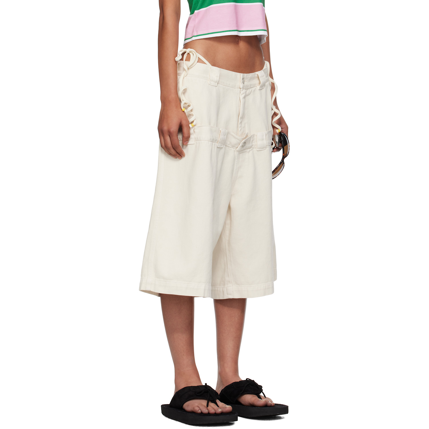 Abra Ssense Exclusive Beige Double Denim Shorts 