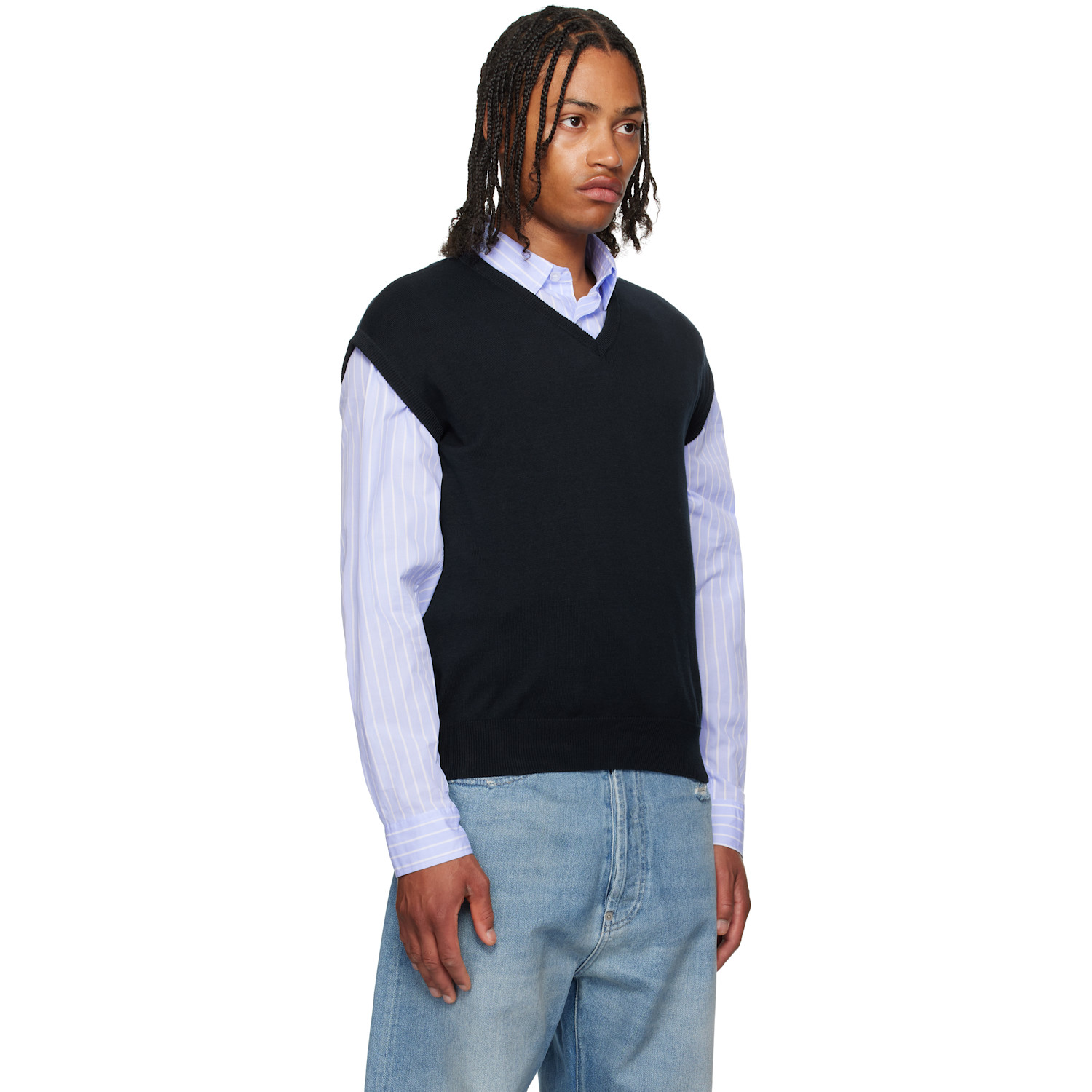  Abra Ssense Exclusive Navy Knitted Sweater Vest 