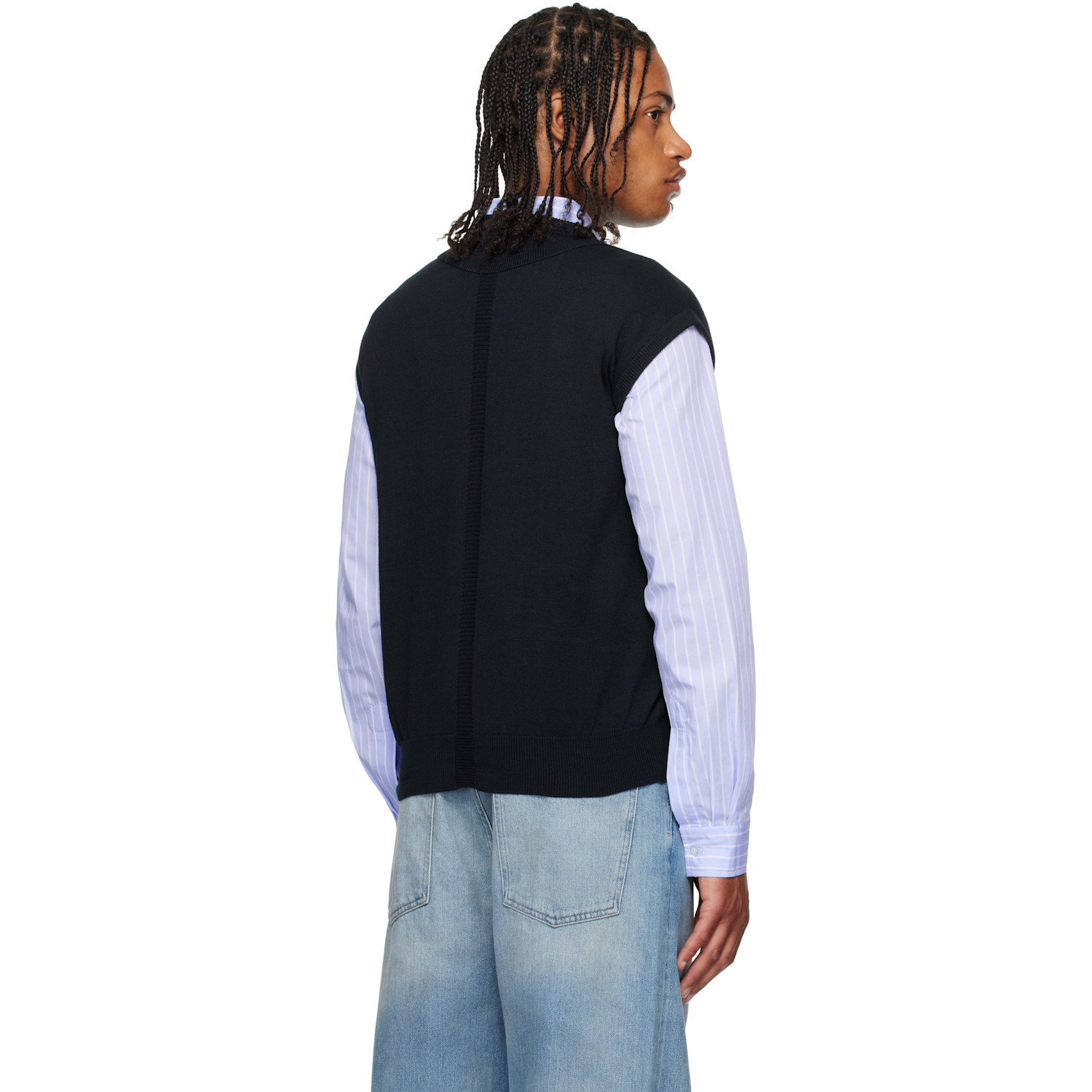  Abra Ssense Exclusive Navy Knitted Sweater Vest 