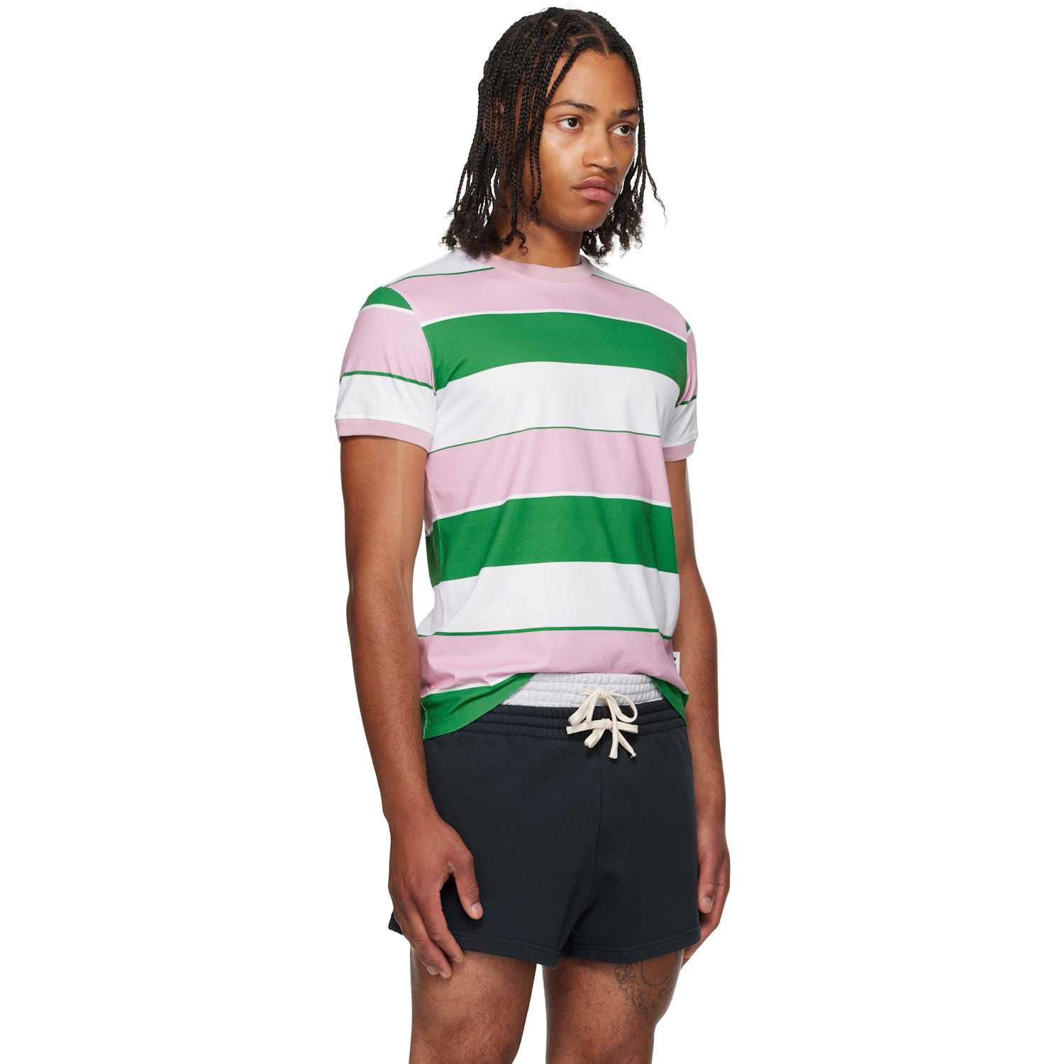  Abra Ssense Exclusive Green & Pink Striped T-shirt 